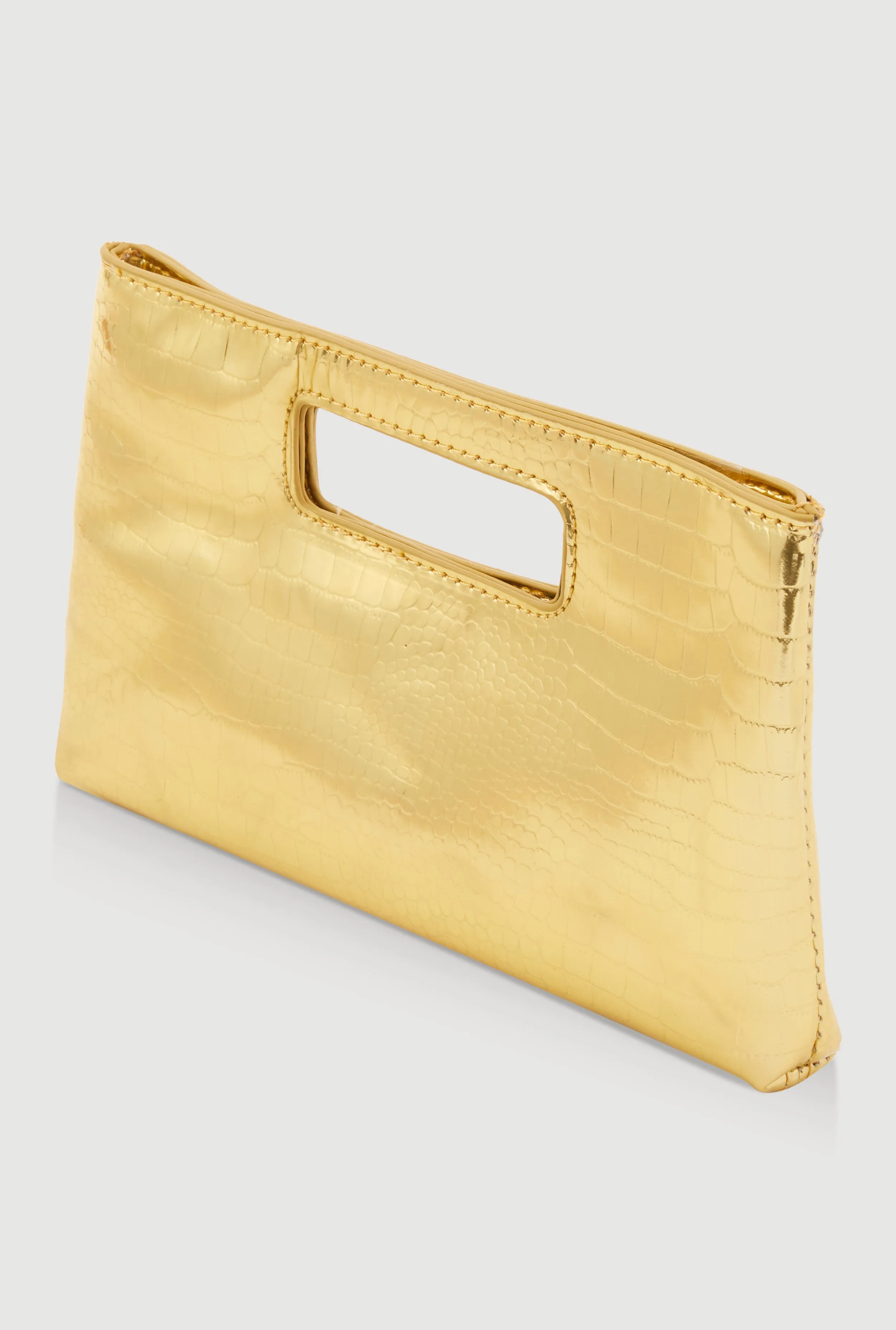 Faux Croc Metallic Convertible Crossbody Clutch sold by Rainbow product image thumbnail 5