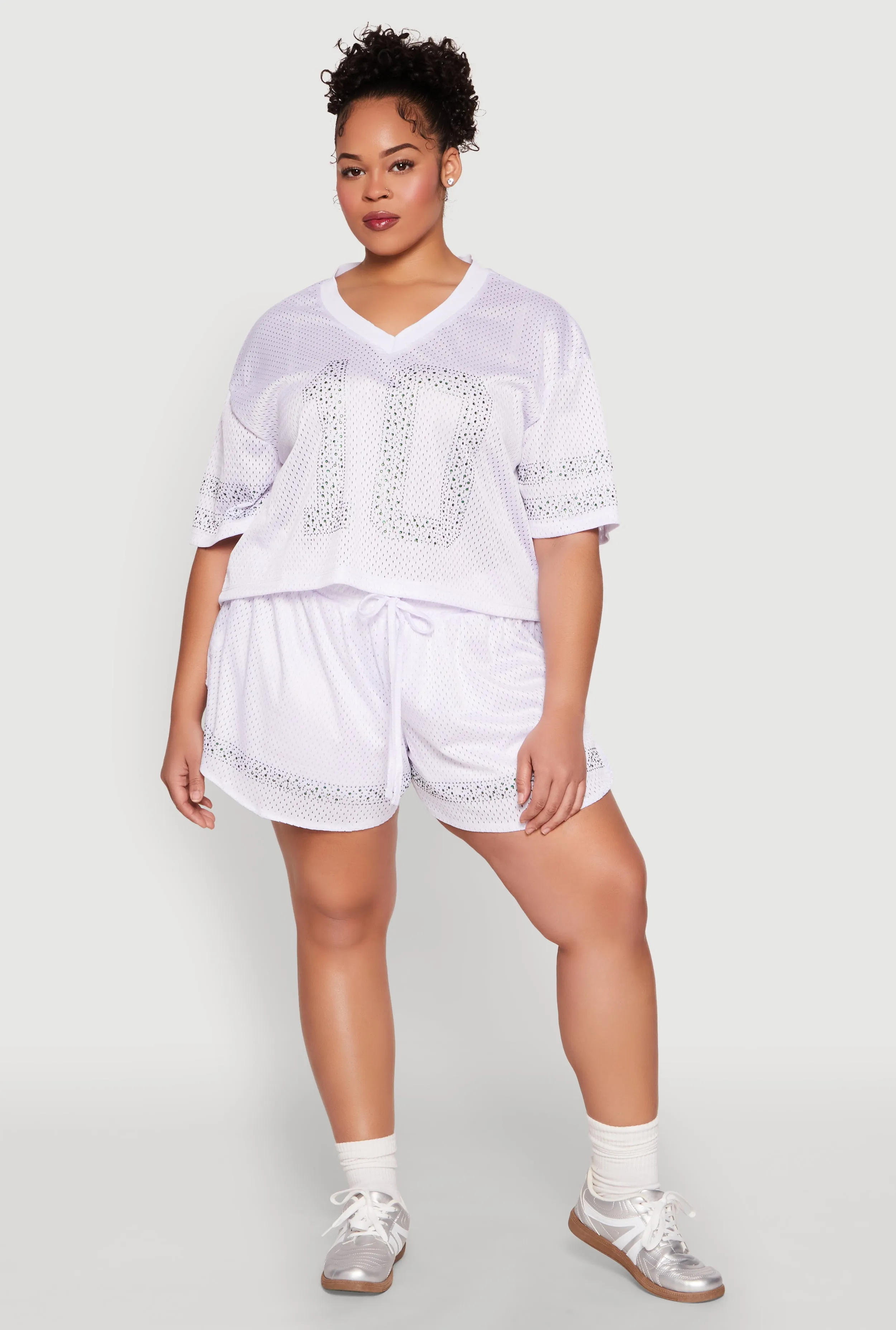 Plus Size Rhinestone Studded Jersey Mesh Shorts sold by Rainbow product image thumbnail 2