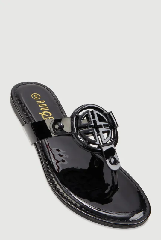Geometric Pendant Thong Sandals sold by Rainbow