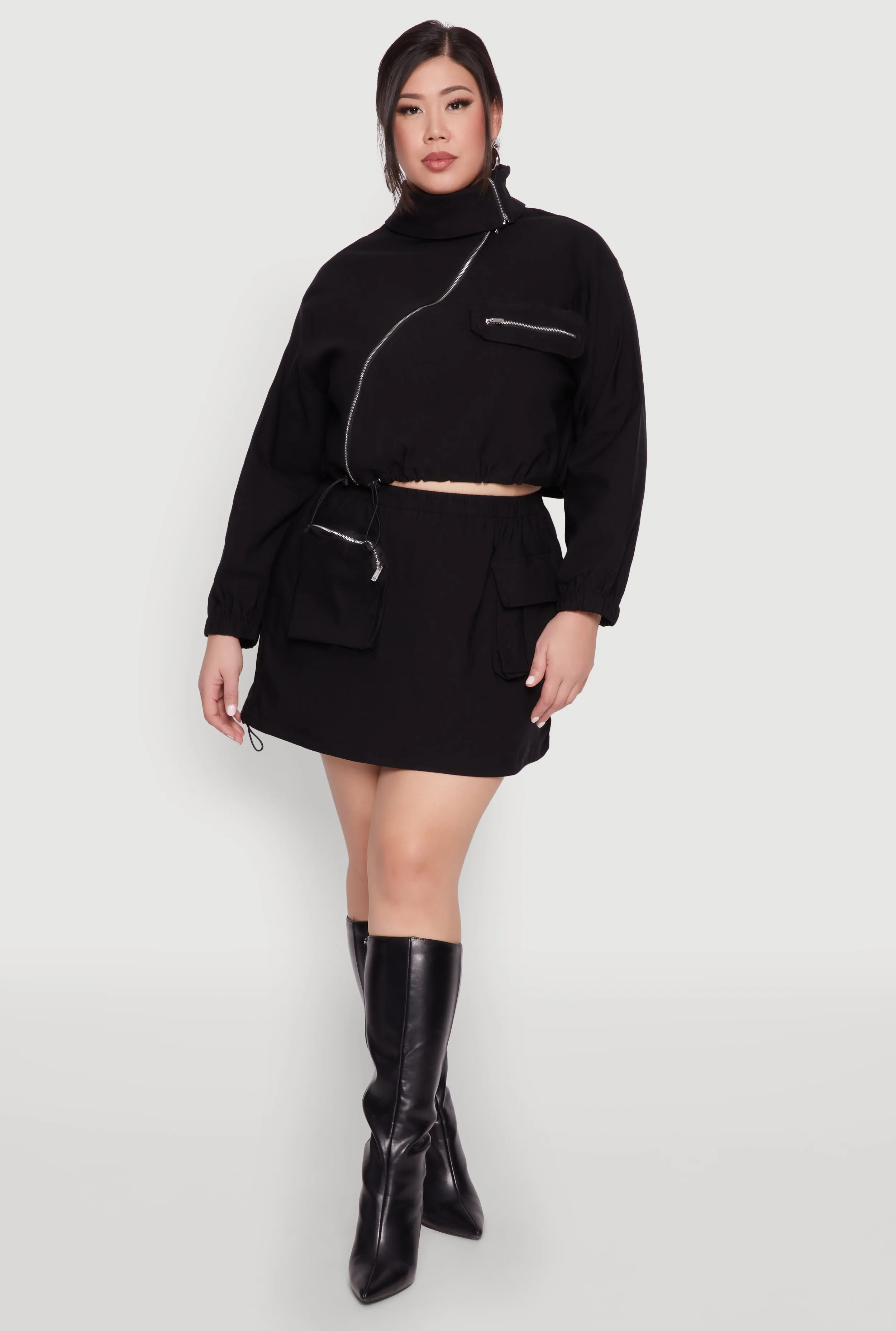 Plus Size Hyperstretch Asymmetrical Zip Front Jacket sold by Rainbow product image thumbnail 3
