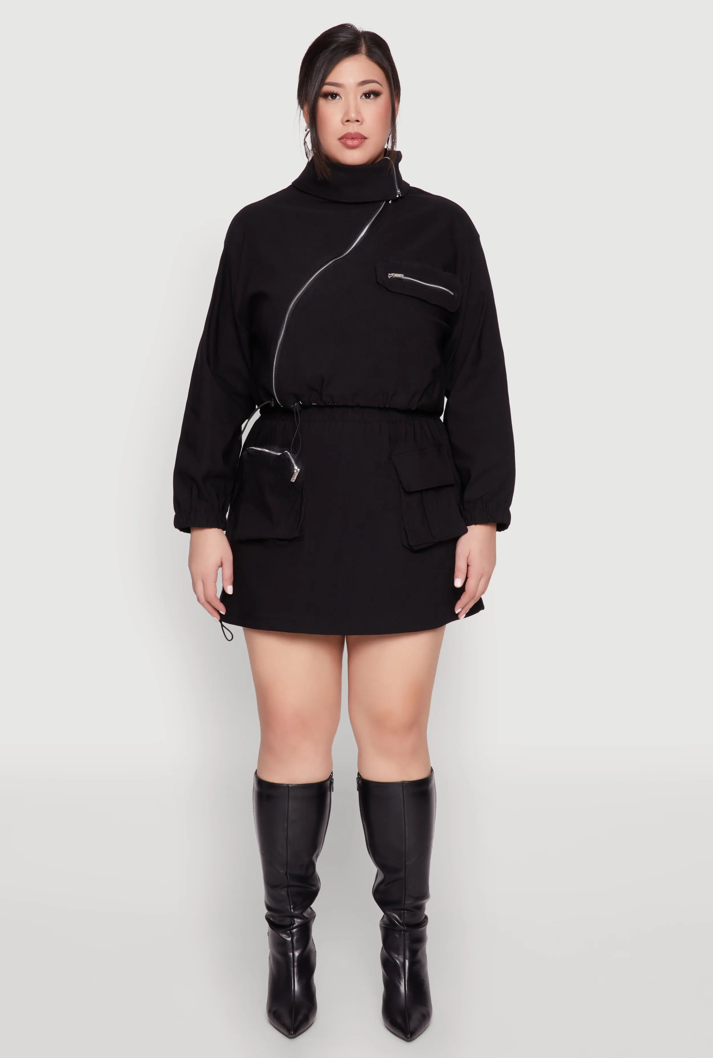 Plus Size Hyperstretch Asymmetrical Zip Front Jacket sold by Rainbow product image thumbnail 2