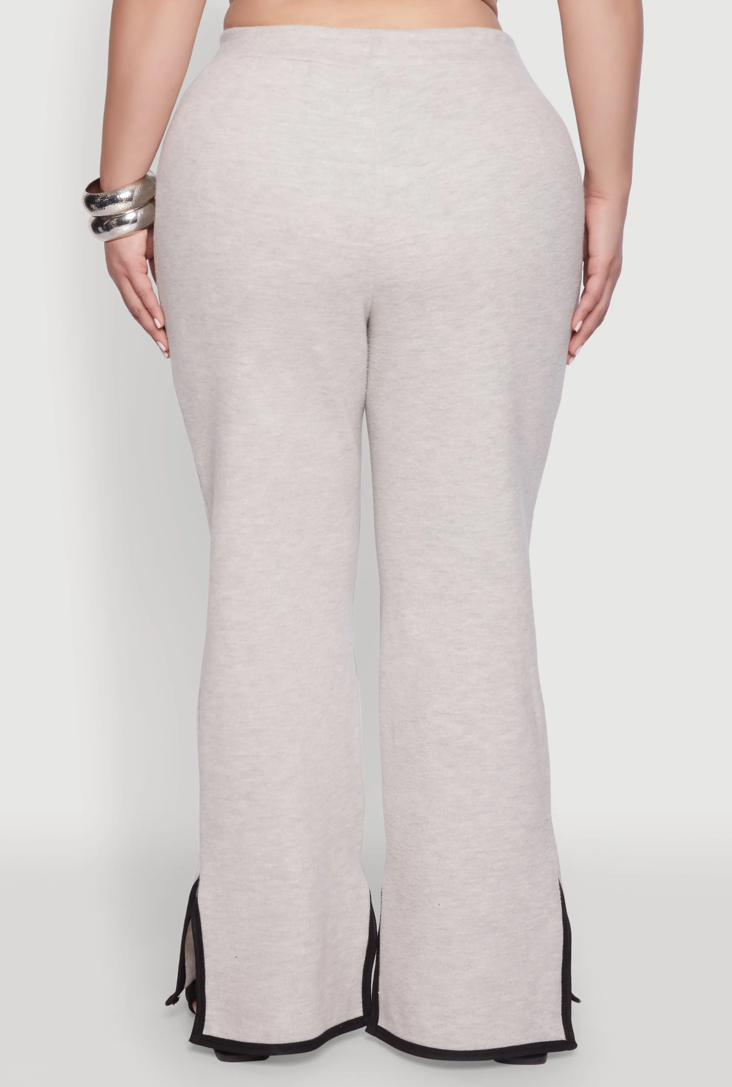 Plus Size Contrast Trim Slit Hem High Waist Pants sold by Rainbow product image thumbnail 5