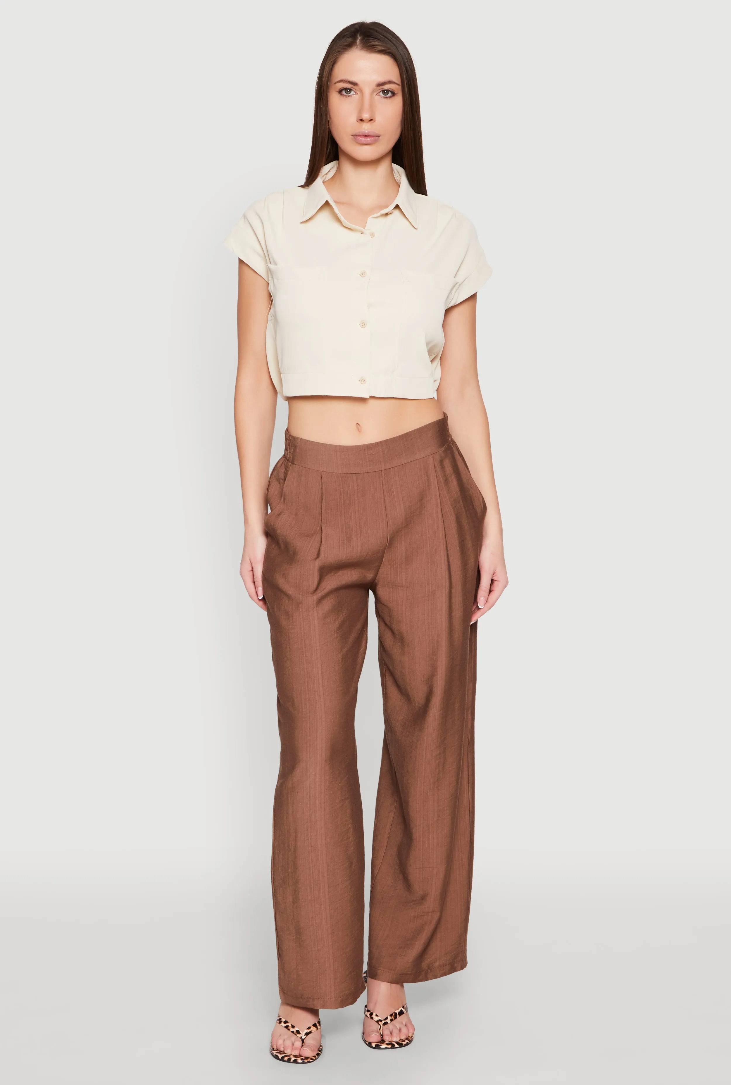 Cap Sleeve Cropped Shirt sold by Rainbow product image thumbnail 3