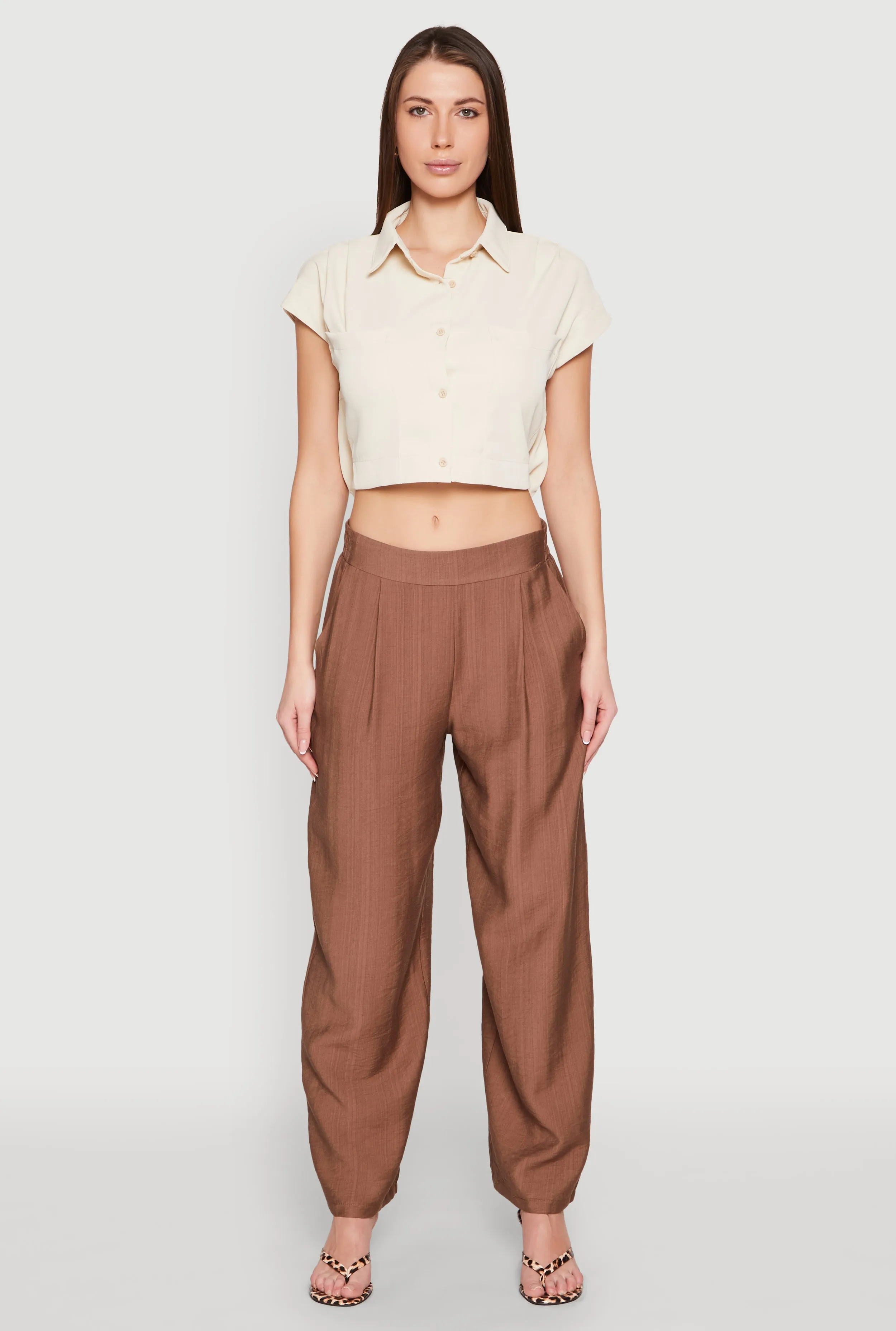 Cap Sleeve Cropped Shirt sold by Rainbow