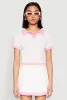 Daisy Varsity Stripe Cropped Polo Shirt sold by Rainbow