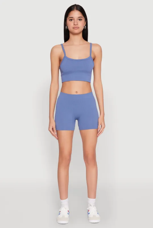 Seamless Cropped Cami and Shorts Set sold by Rainbow