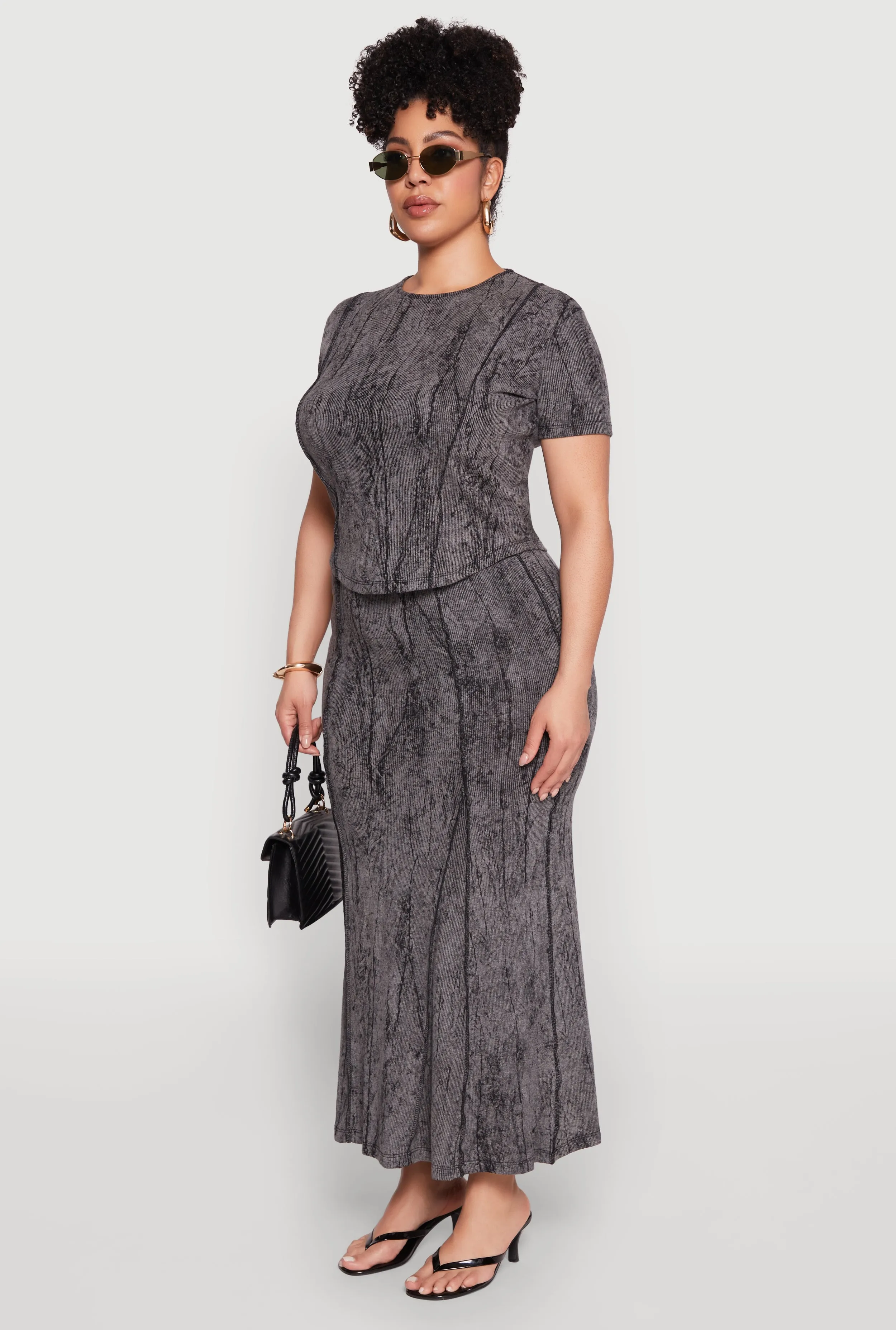 Plus Size Mineral Wash Pintuck Short Sleeve Top sold by Rainbow product image thumbnail 5