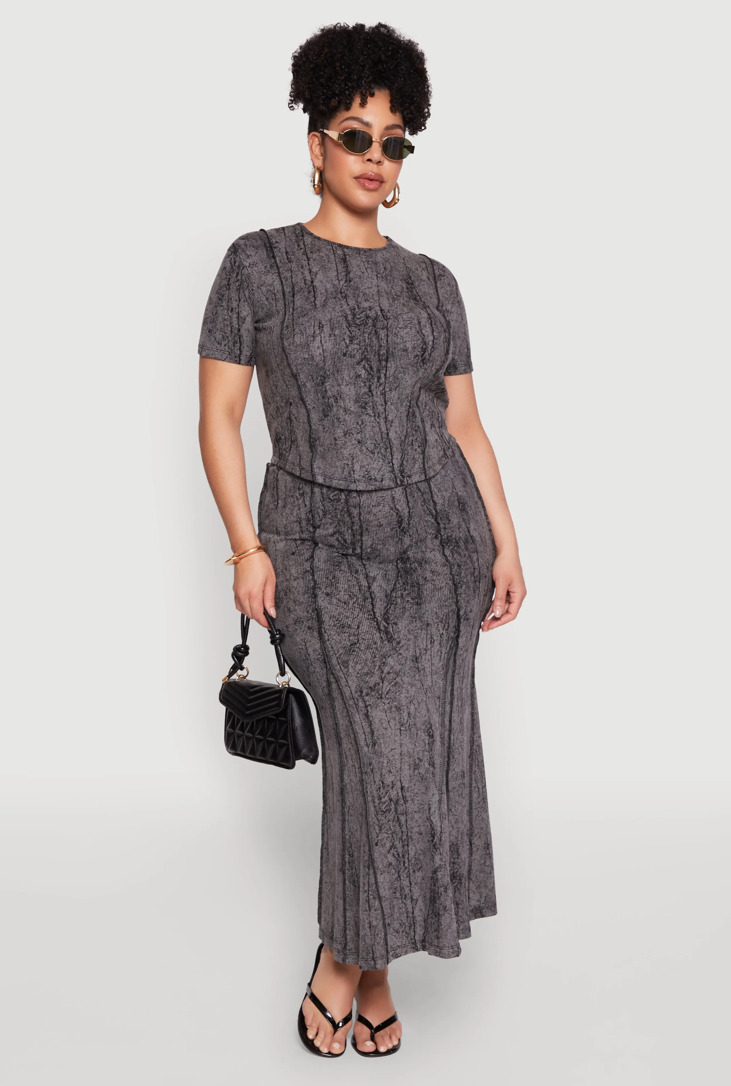 Plus Size Mineral Wash Pintuck Short Sleeve Top sold by Rainbow product image thumbnail 3