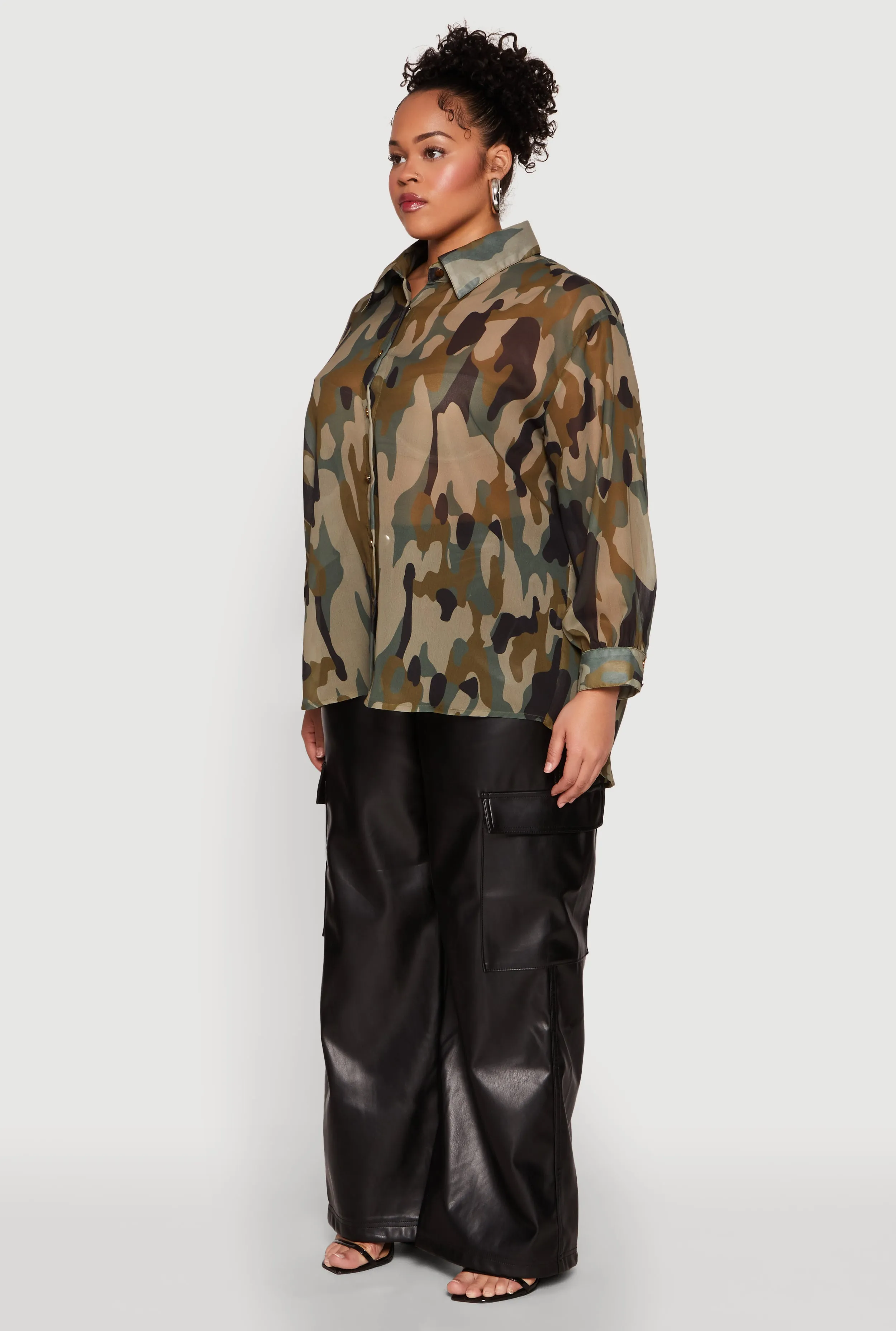 Plus Size Mesh Camouflage Shirt sold by Rainbow product image thumbnail 5