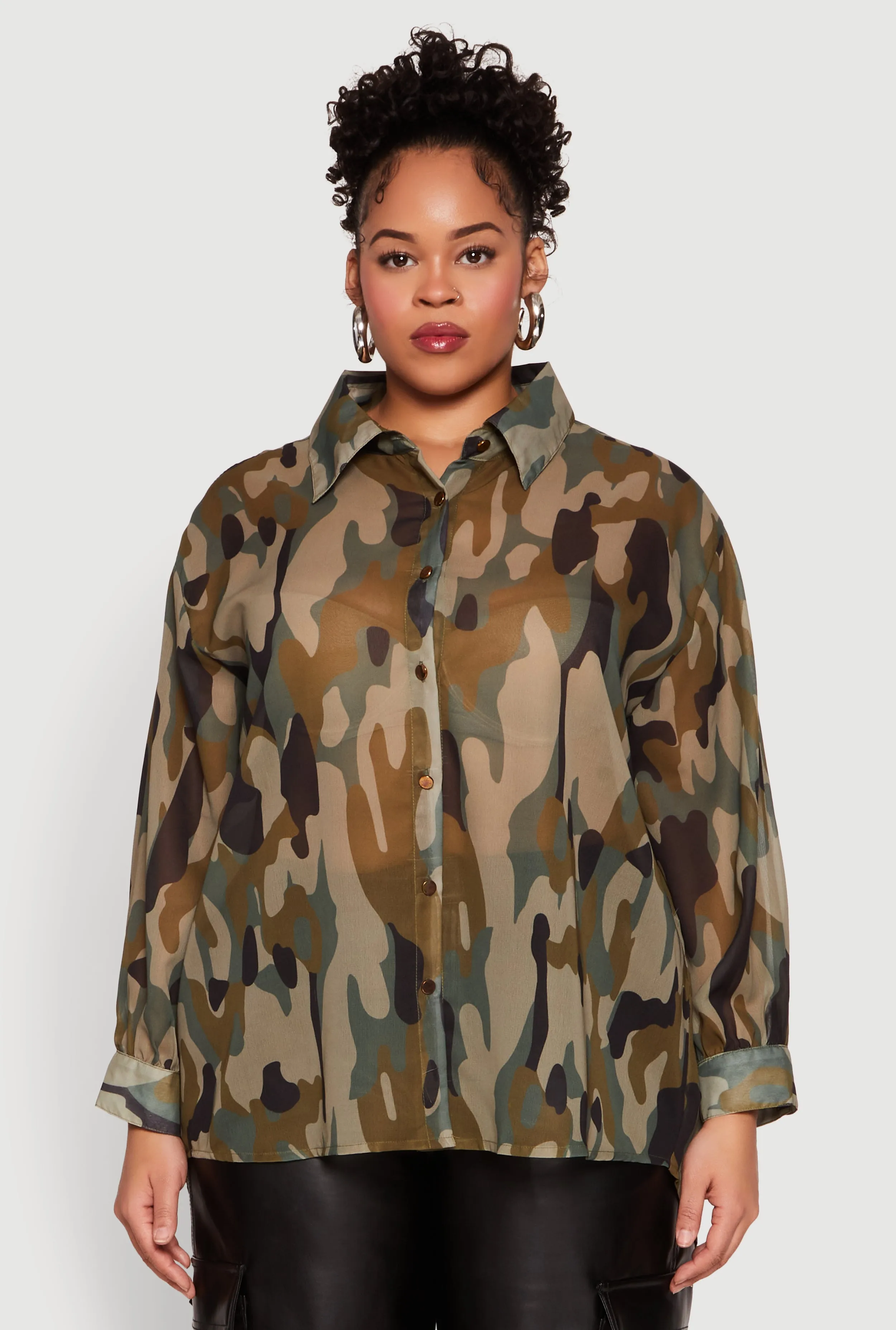 Plus Size Mesh Camouflage Shirt sold by Rainbow product image thumbnail 2