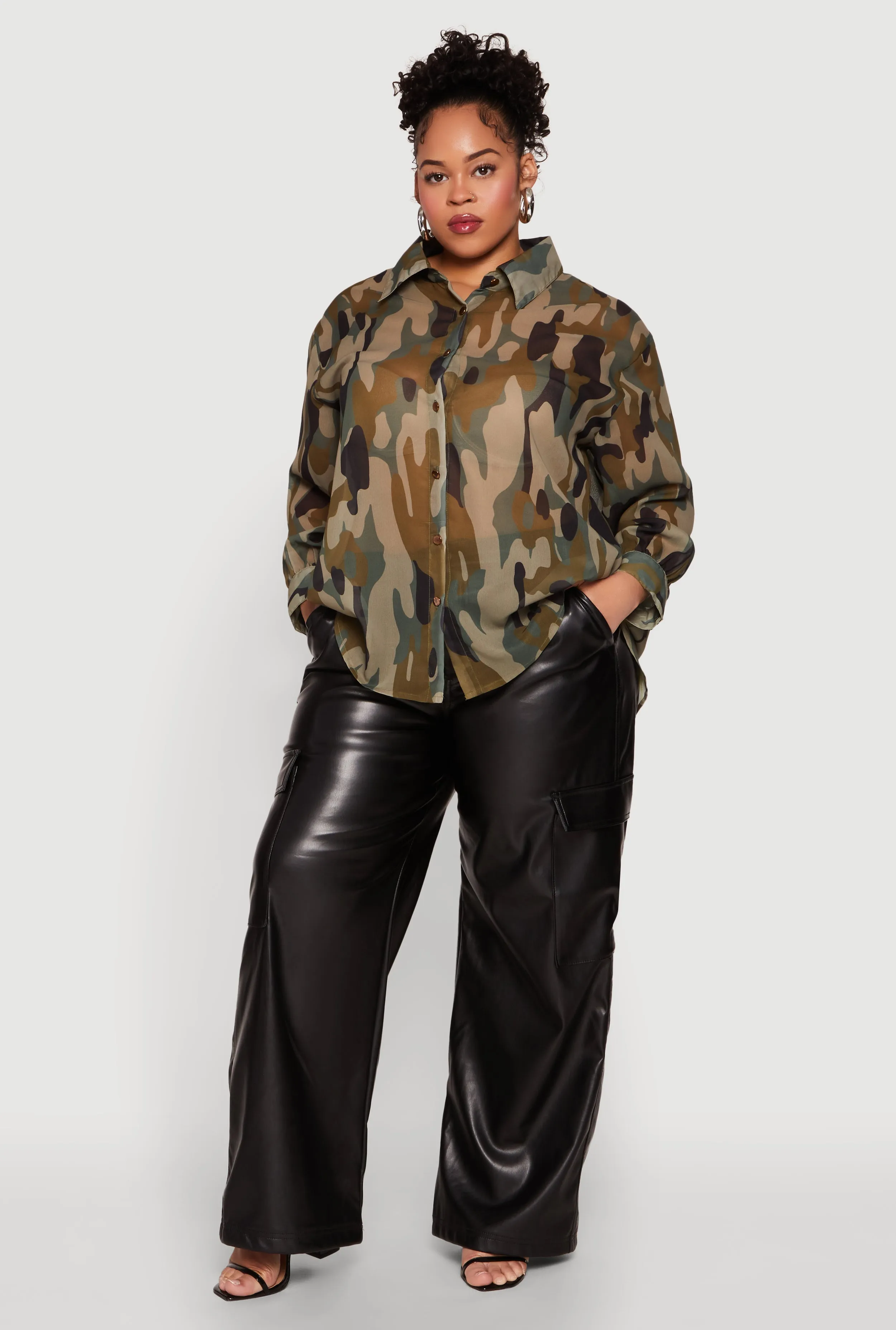 Plus Size Mesh Camouflage Shirt sold by Rainbow product image thumbnail 3