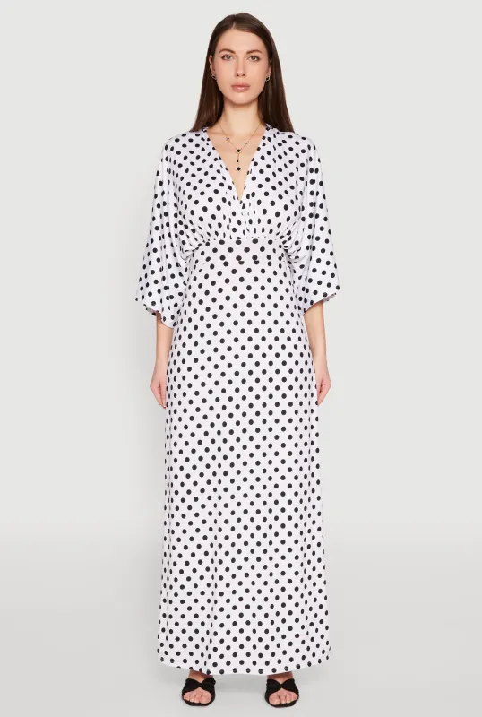 Polka Dot Empire Waist Maxi Dress sold by Rainbow