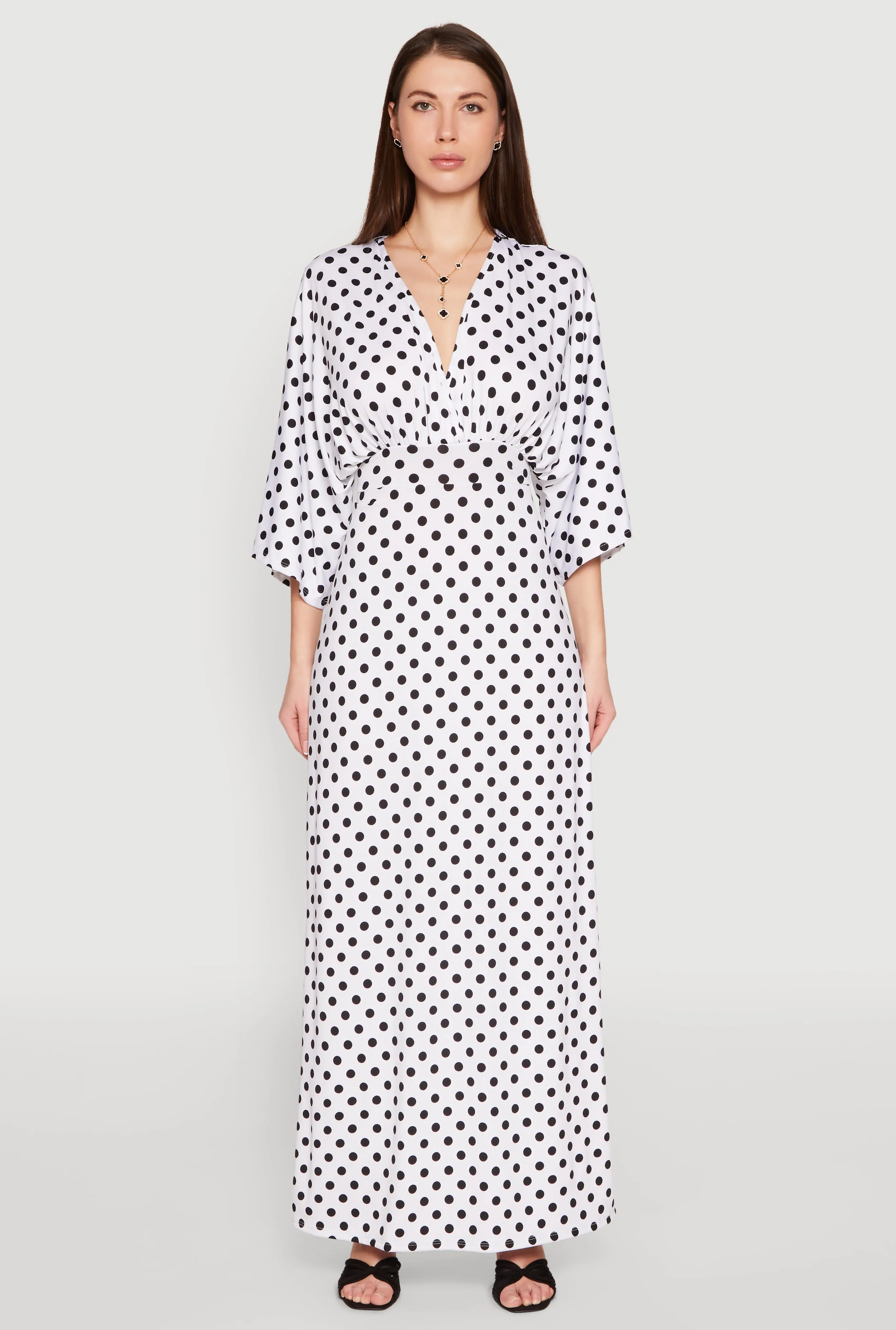 Polka Dot Empire Waist Maxi Dress sold by Rainbow