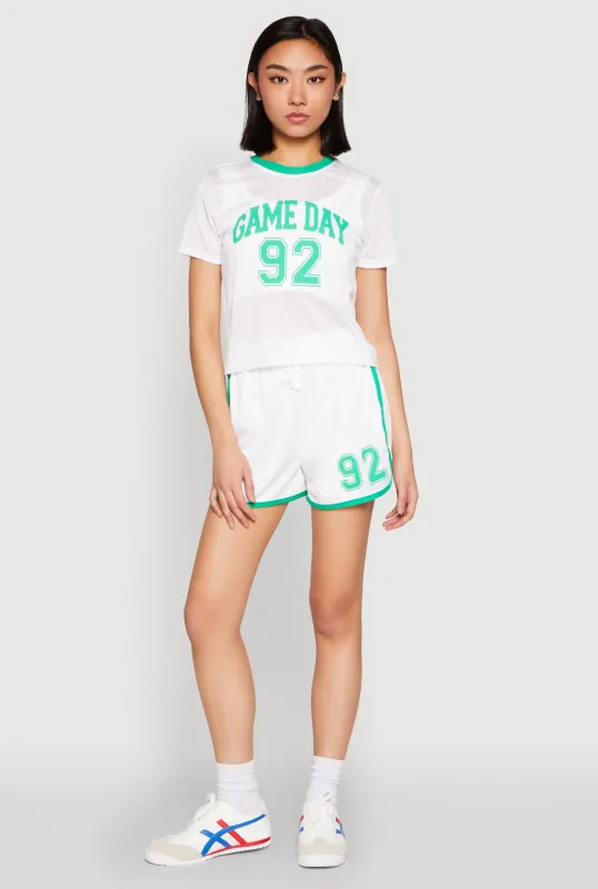 Contrast Trim Graphic Print Mesh Jersey sold by Rainbow