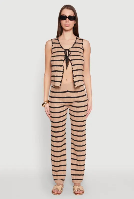 High Waisted Striped Crochet Pants sold by Rainbow