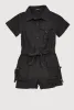 Little Girls Tie Waist Belted Utility Romper sold by Rainbow