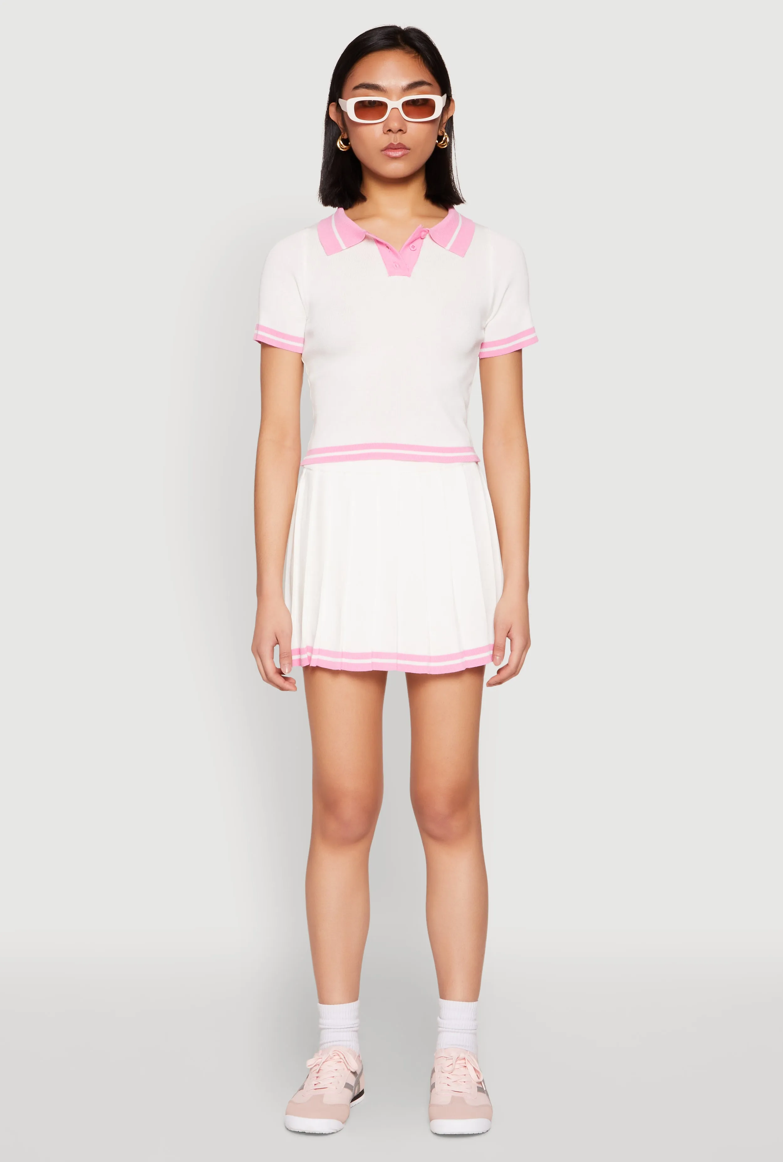 Daisy Varsity Stripe Pleated Skort sold by Rainbow