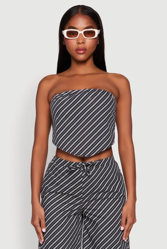 Cropped Pinstripe Tube Top sold by Rainbow