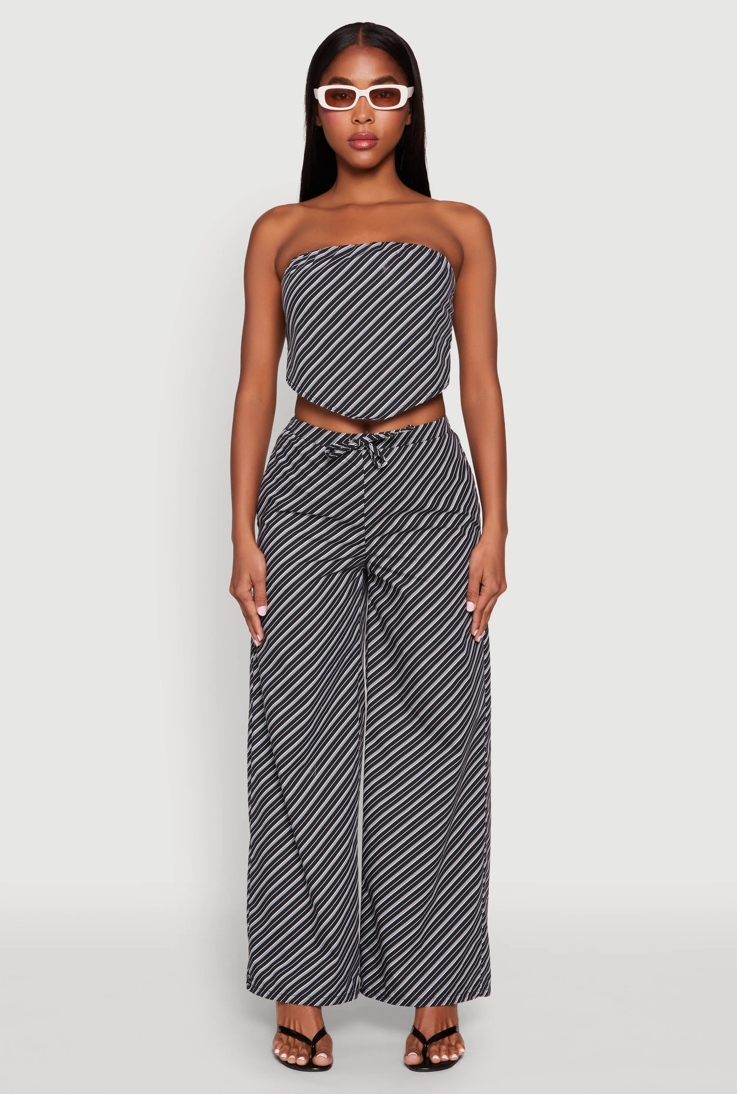 High Waisted Pinstripe Wide Leg Pants sold by Rainbow product image thumbnail 2