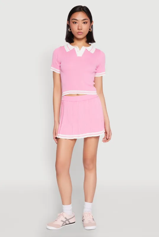 Daisy Varsity Stripe Pleated Skort sold by Rainbow
