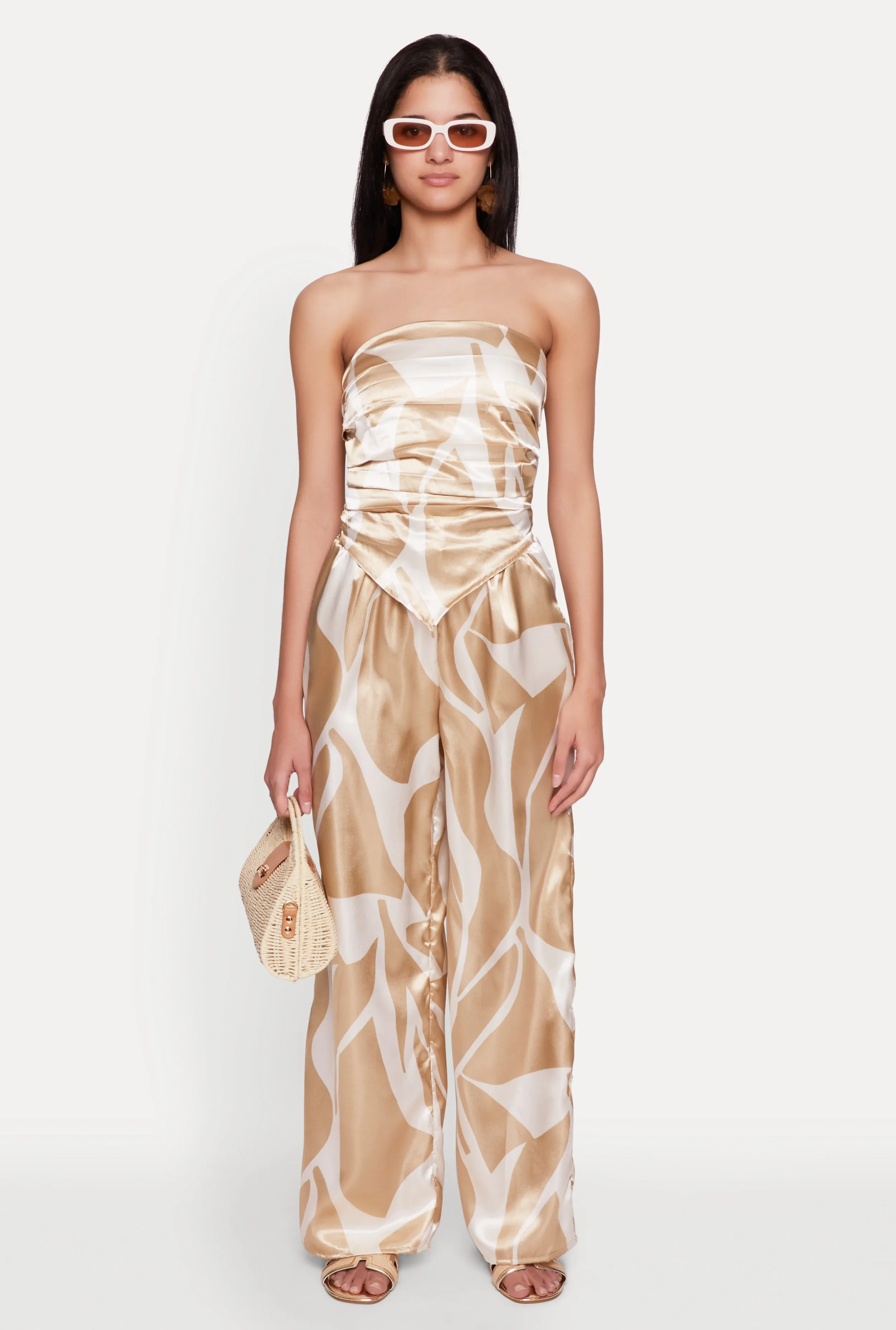 Patterned Satin Palazzo Pants sold by Rainbow