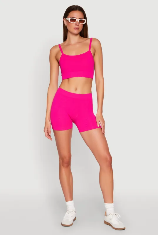 Seamless Cropped Cami and Shorts Set sold by Rainbow