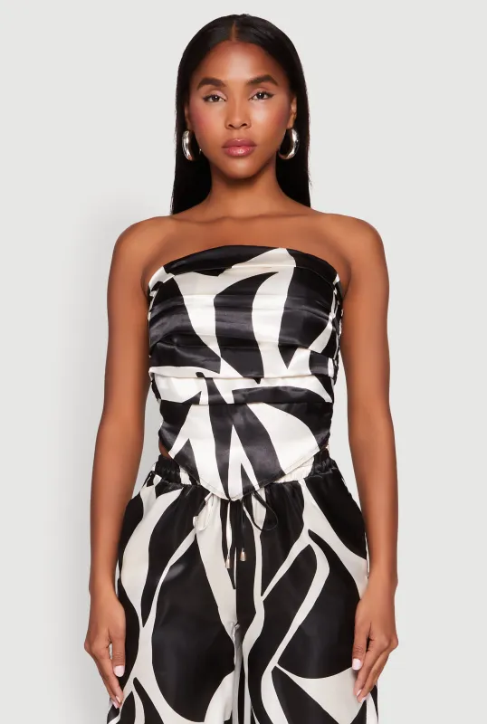Patterned Satin Strapless Top sold by Rainbow