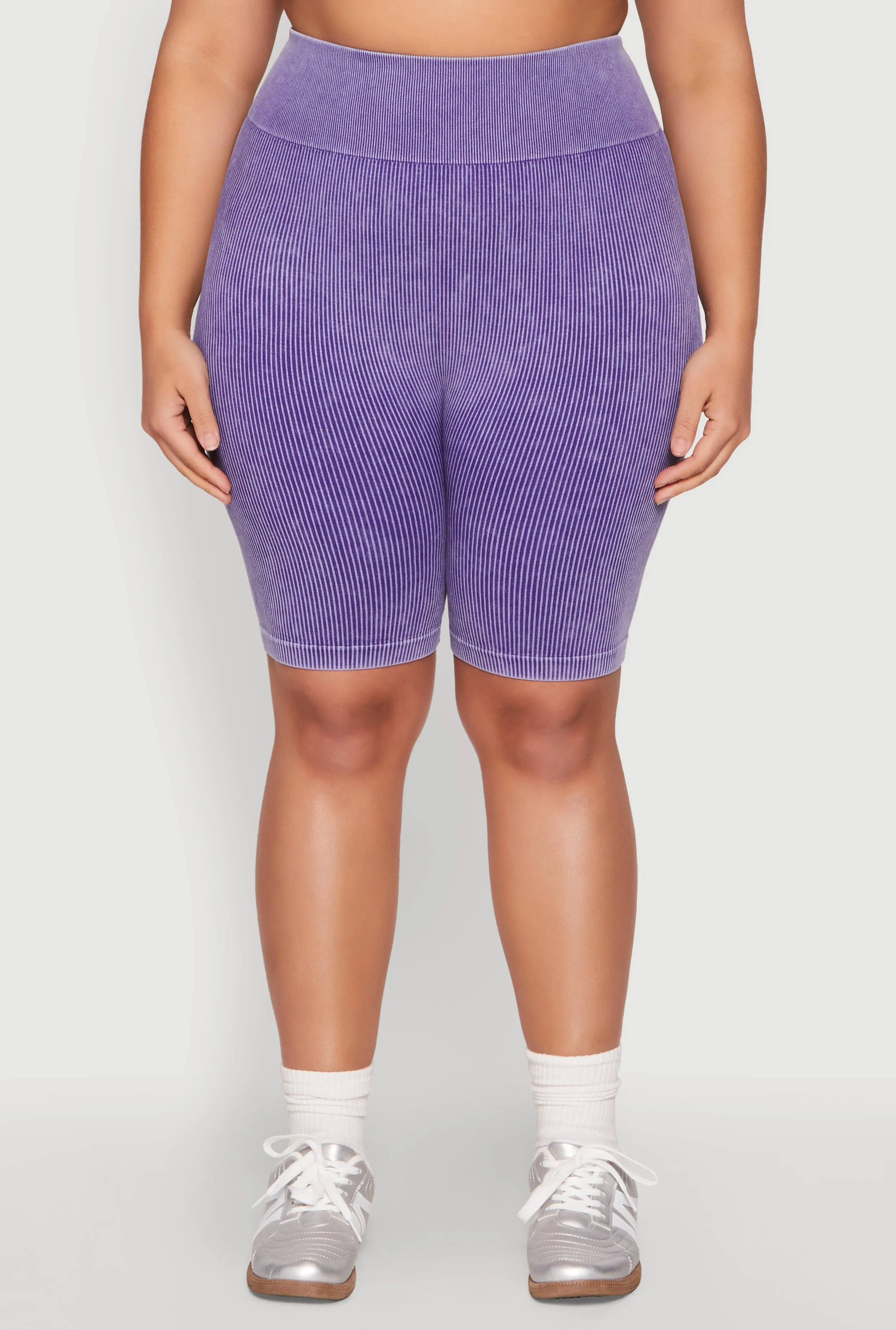 Plus Size Mineral Wash Ribbed Seamless Bike Shorts sold by Rainbow product image thumbnail 3