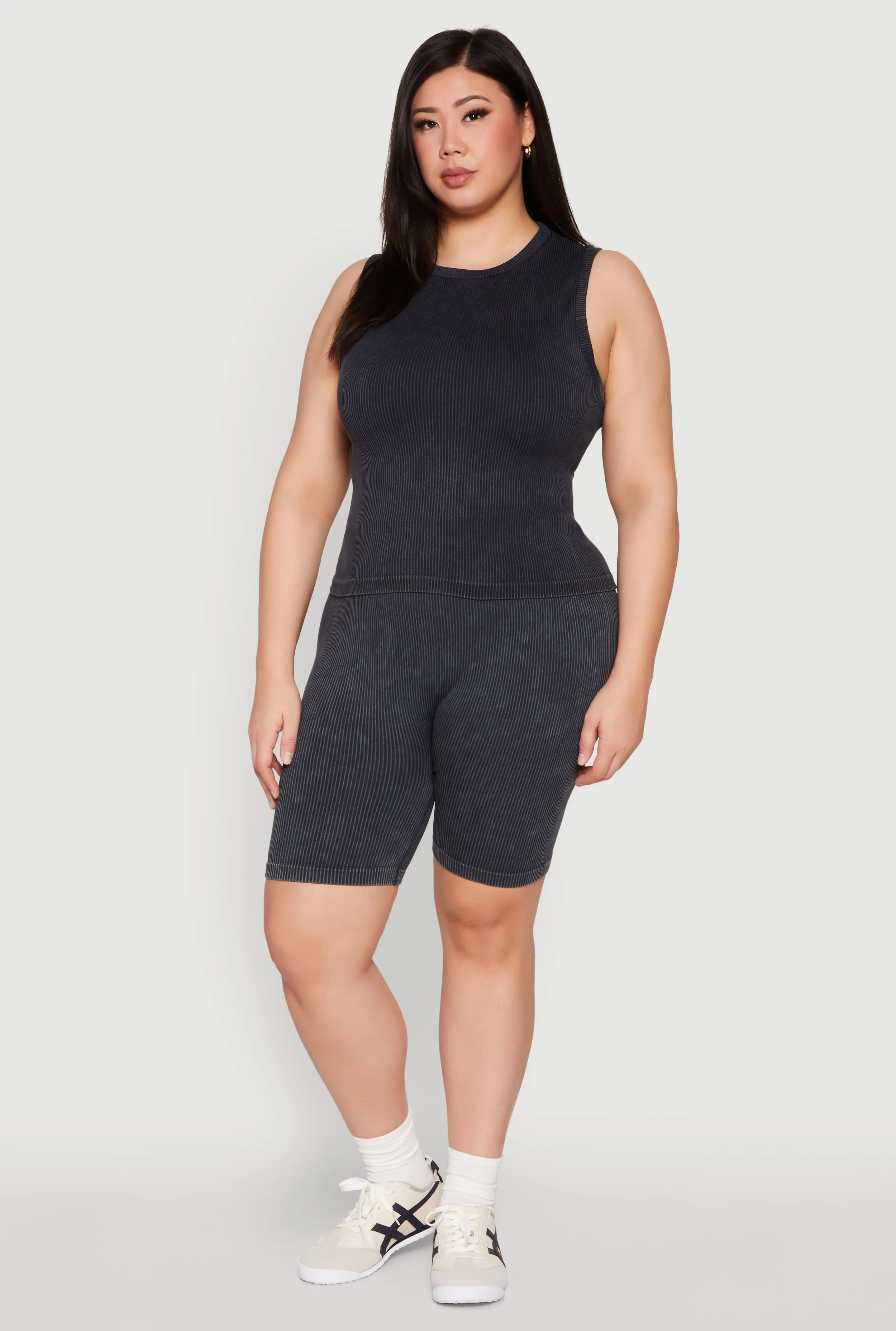 Plus Size Mineral Wash Ribbed Seamless Bike Shorts sold by Rainbow product image thumbnail 2