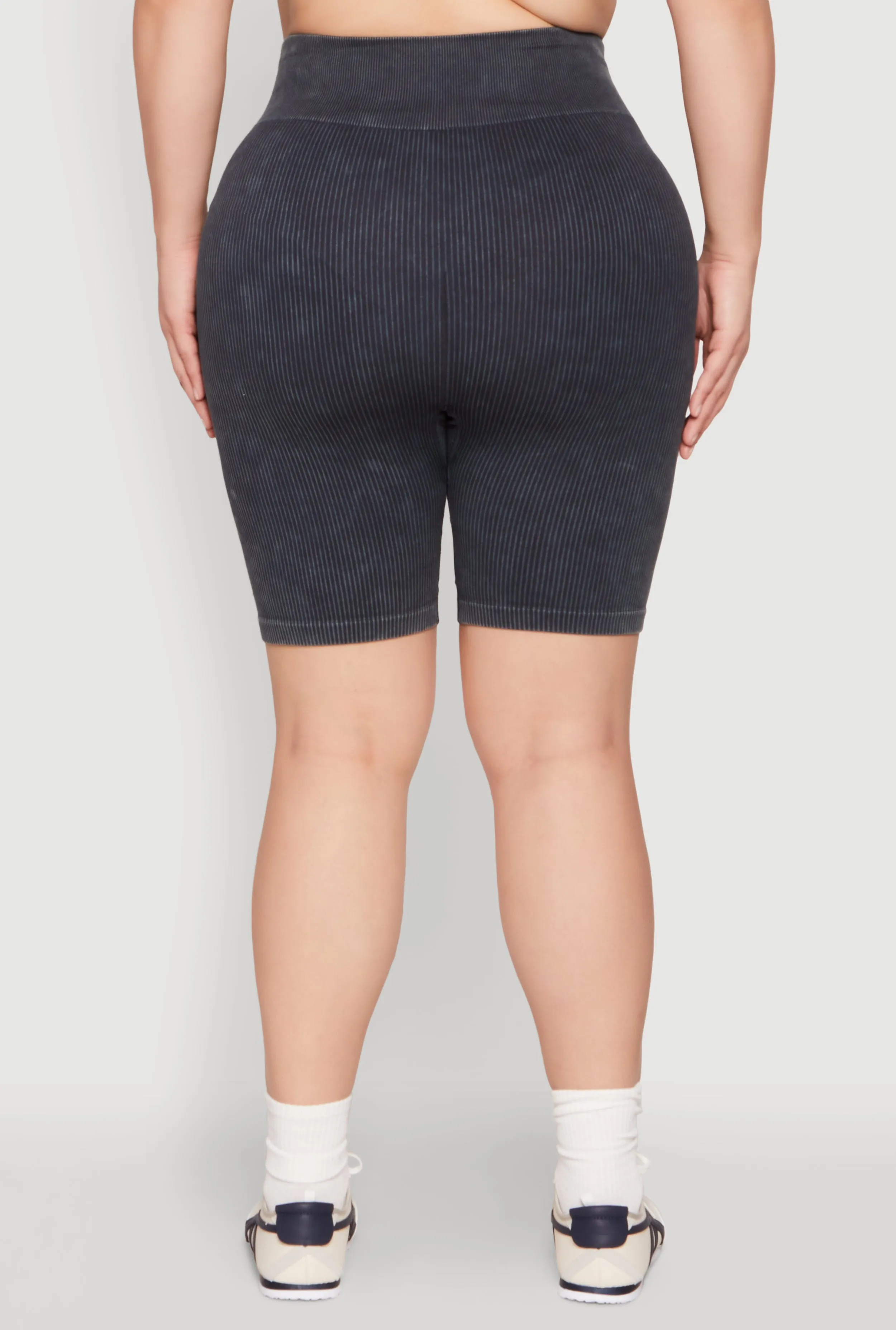 Plus Size Mineral Wash Ribbed Seamless Bike Shorts sold by Rainbow product image thumbnail 5