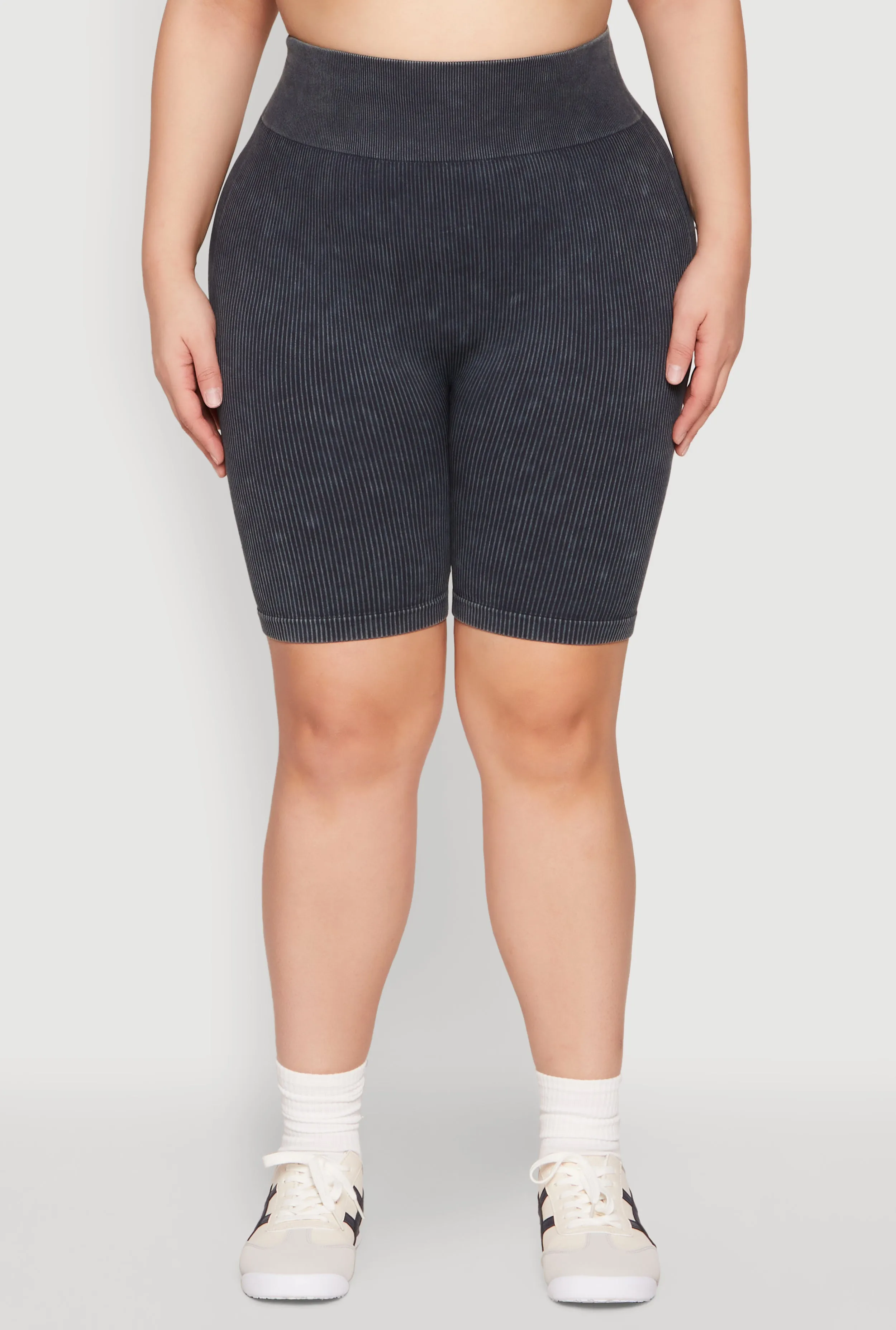 Plus Size Mineral Wash Ribbed Seamless Bike Shorts sold by Rainbow product image thumbnail 3