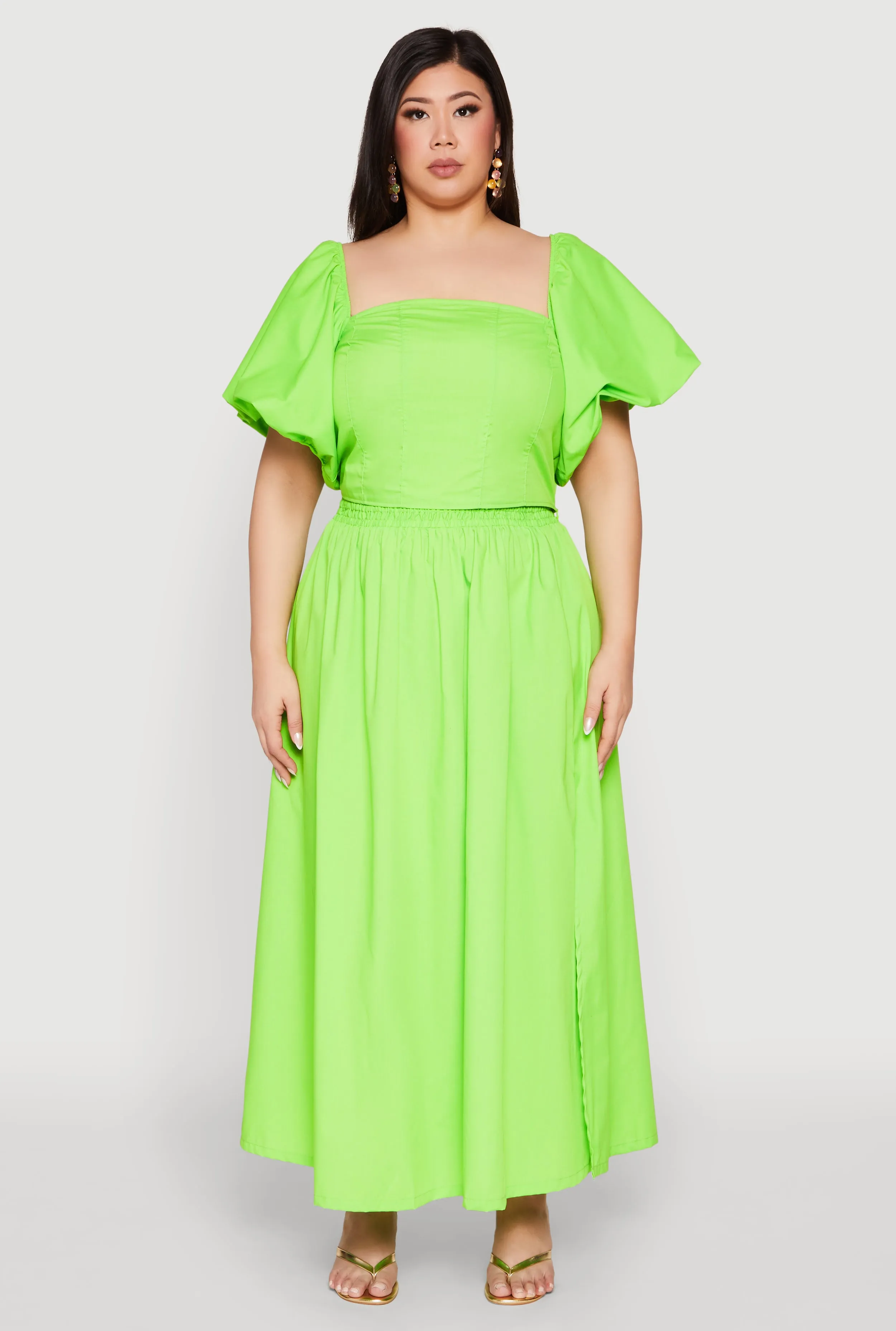 Plus Size Smocked Back Poplin Crop Top sold by Rainbow product image thumbnail 2