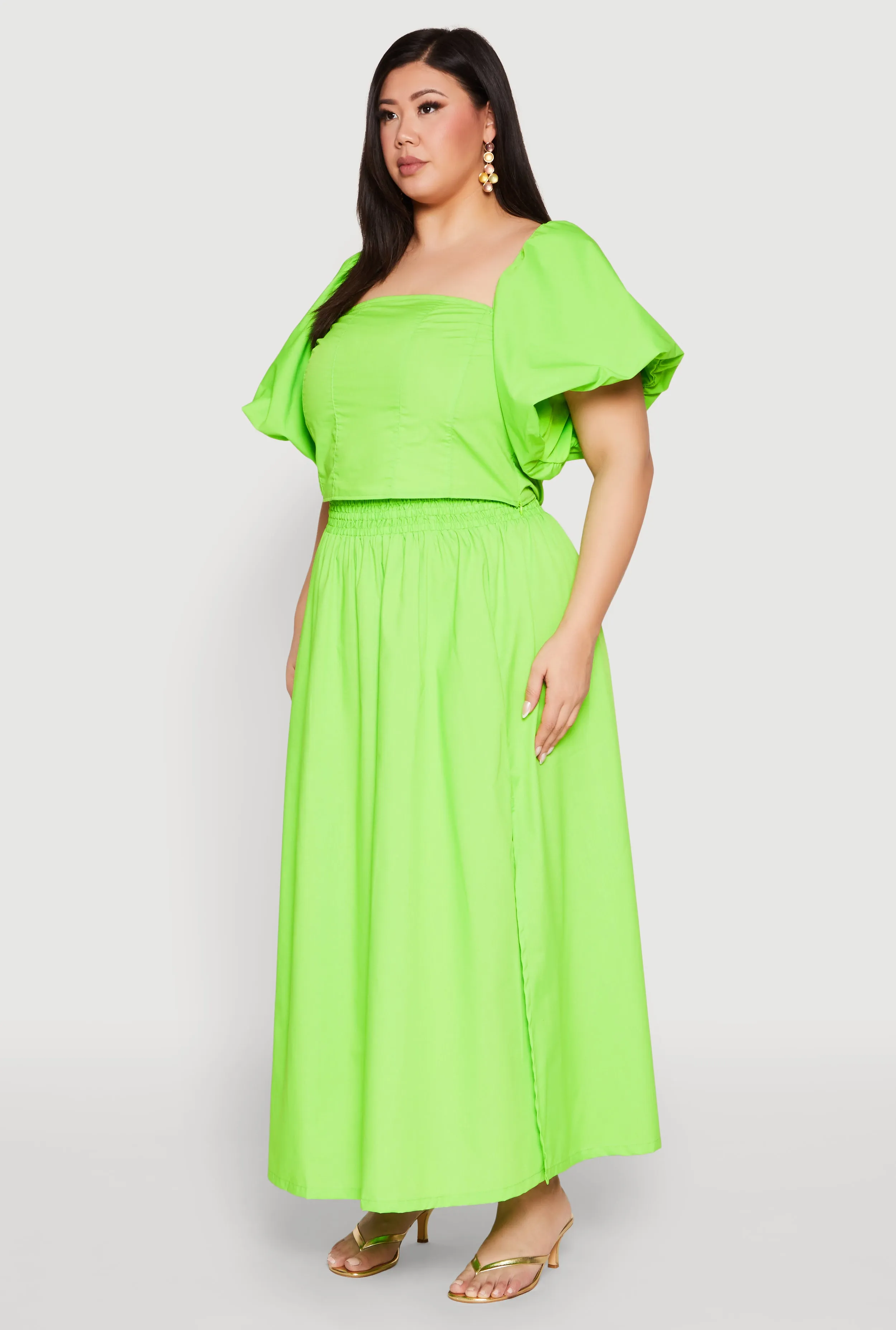 Plus Size Smocked Back Poplin Crop Top sold by Rainbow product image thumbnail 5