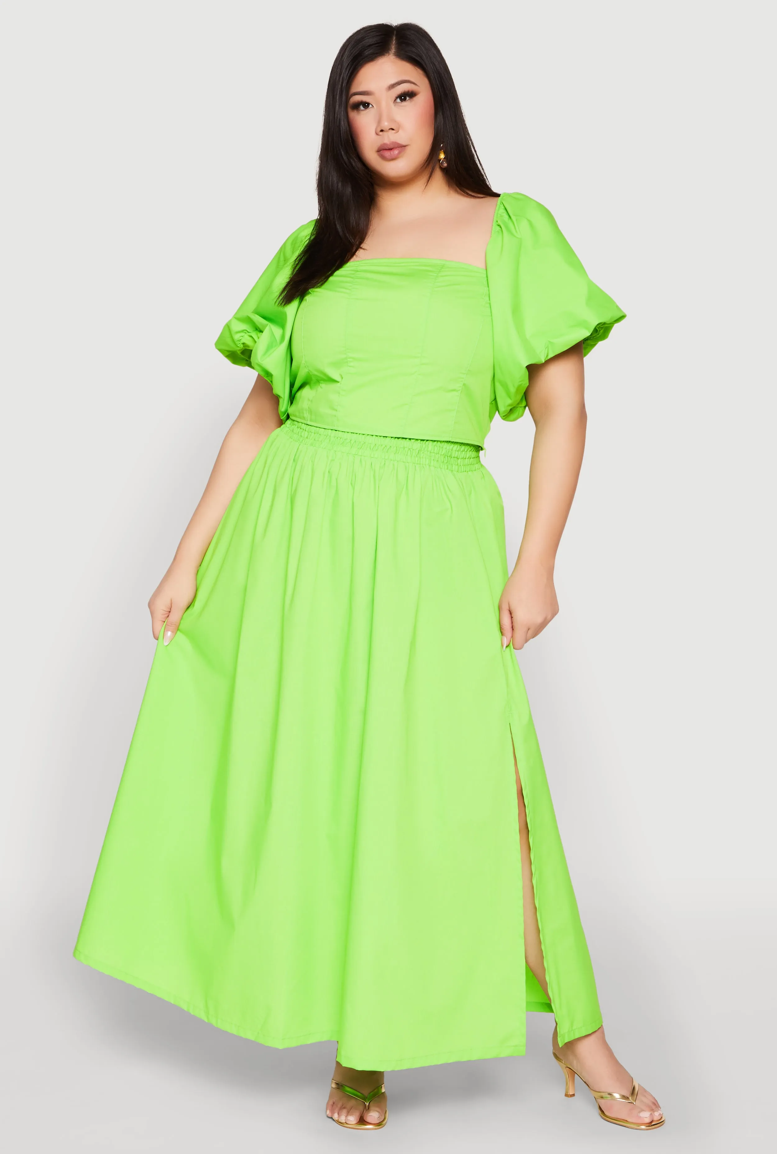 Plus Size Smocked Back Poplin Crop Top sold by Rainbow product image thumbnail 3