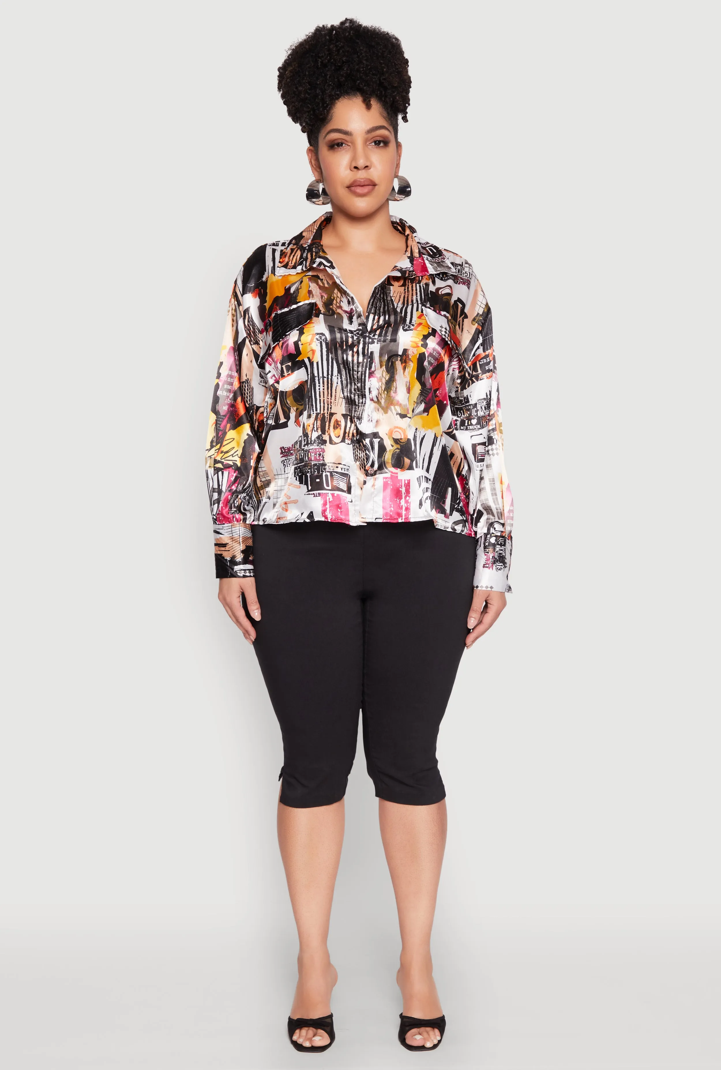 Plus Size Satin Printed Pattern Shirt sold by Rainbow product image thumbnail 3
