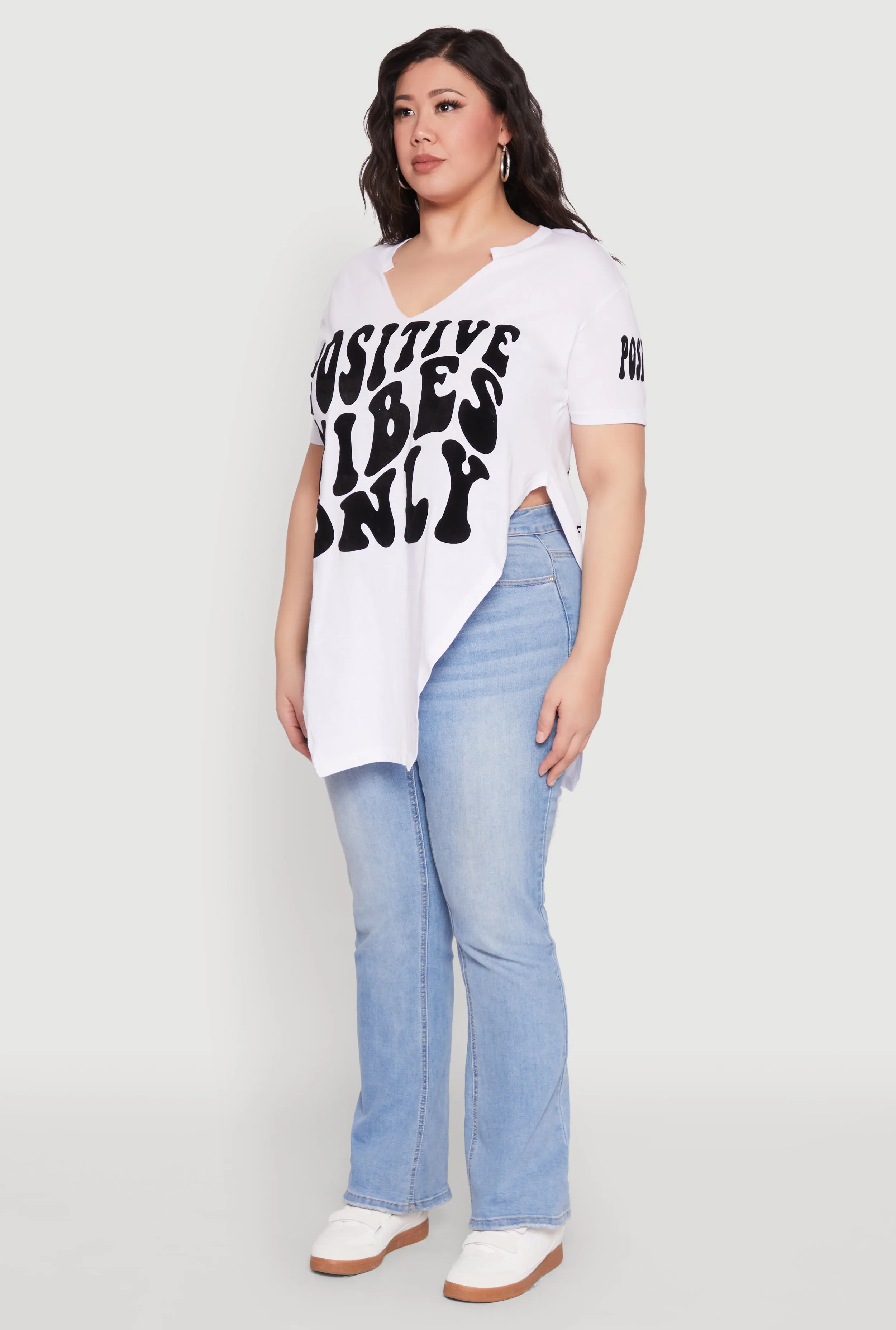 Plus Size Positive Vibes Only Graphic Print Tee sold by Rainbow product image thumbnail 5