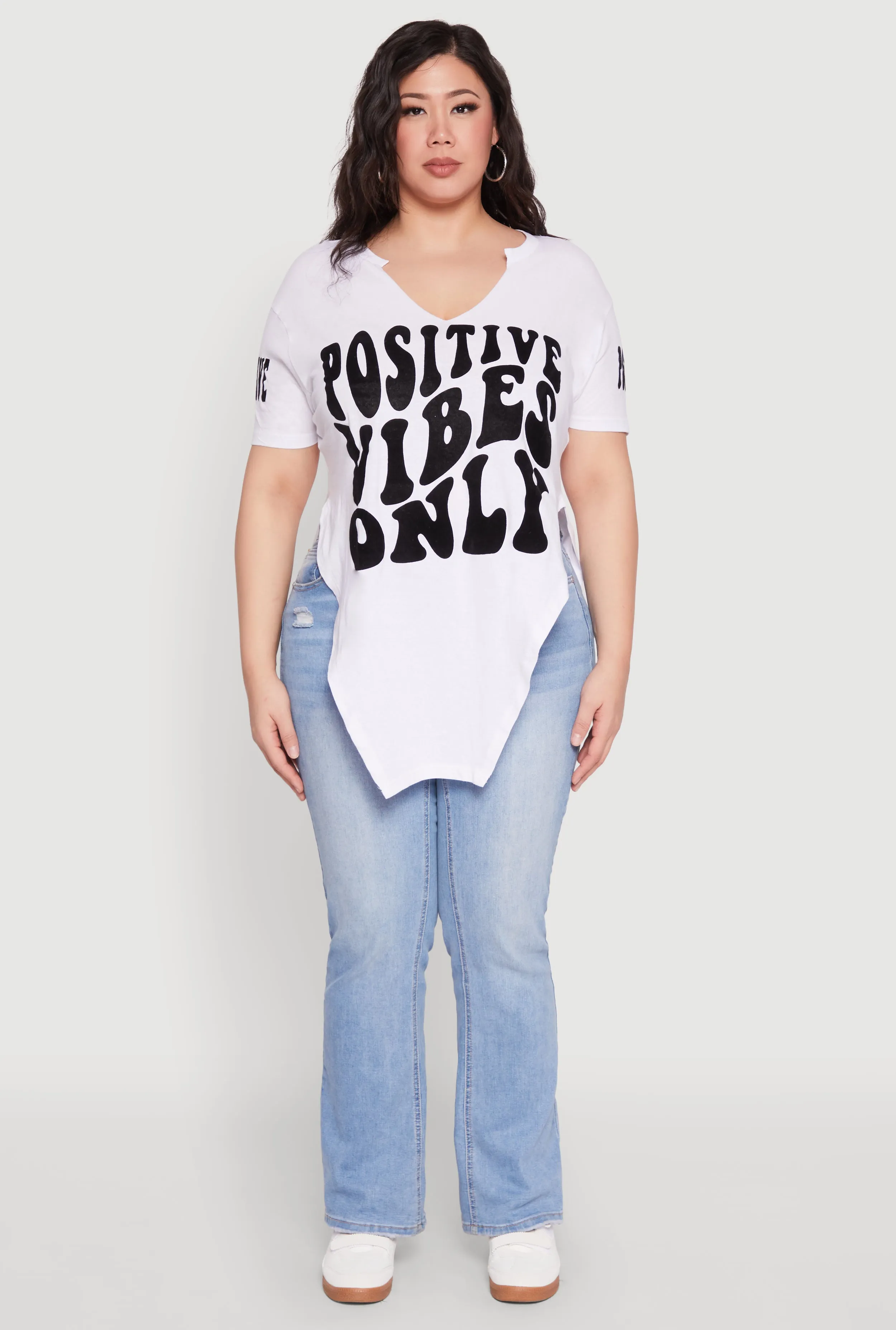 Plus Size Positive Vibes Only Graphic Print Tee sold by Rainbow product image thumbnail 3