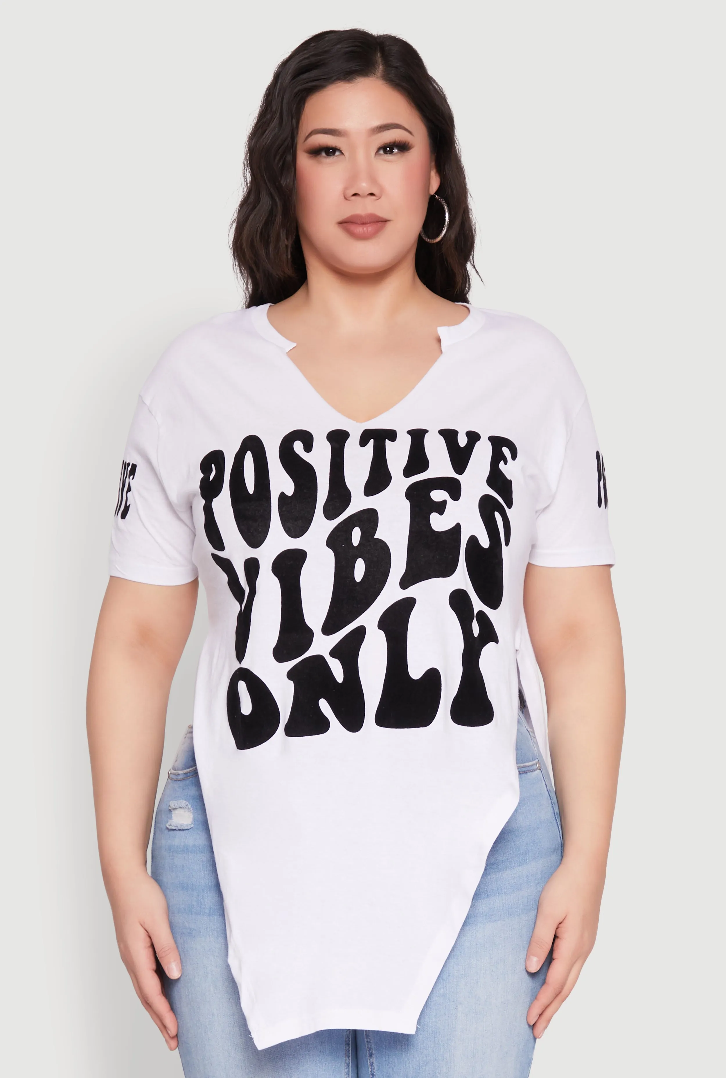 Plus Size Positive Vibes Only Graphic Print Tee sold by Rainbow product image thumbnail 2