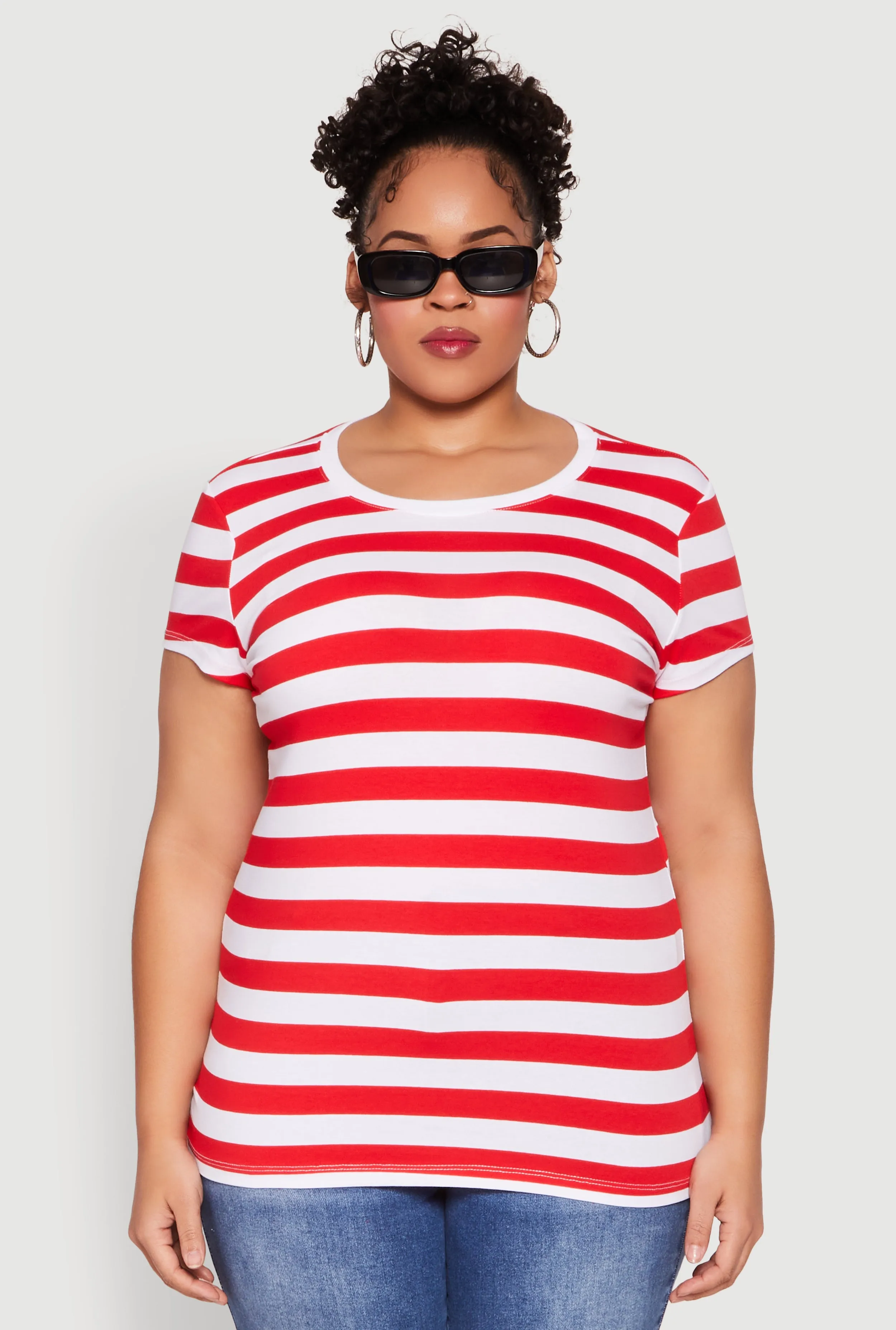 Plus Size Striped Crew Neck Tee sold by Rainbow product image thumbnail 2
