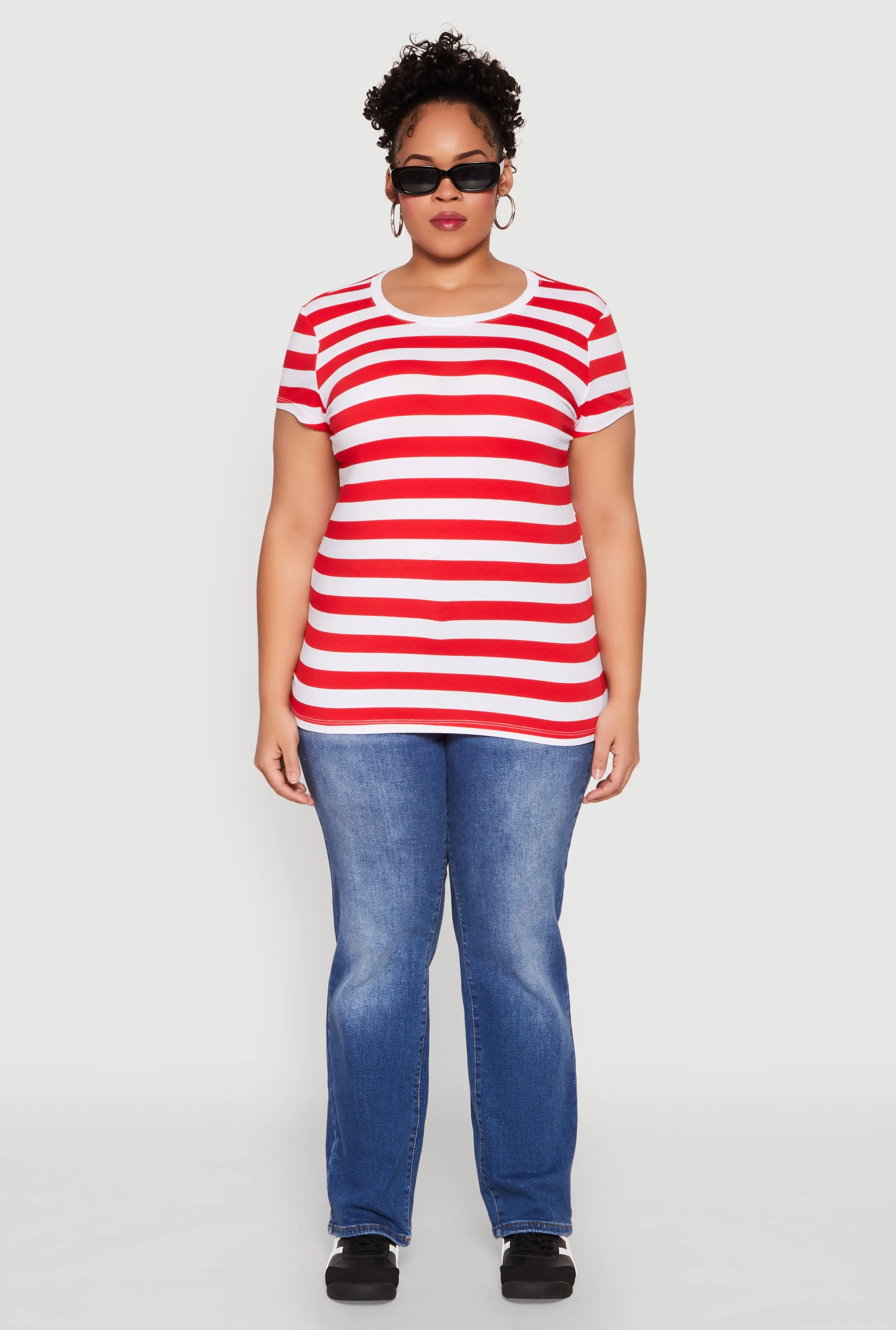 Plus Size Striped Crew Neck Tee sold by Rainbow product image thumbnail 3