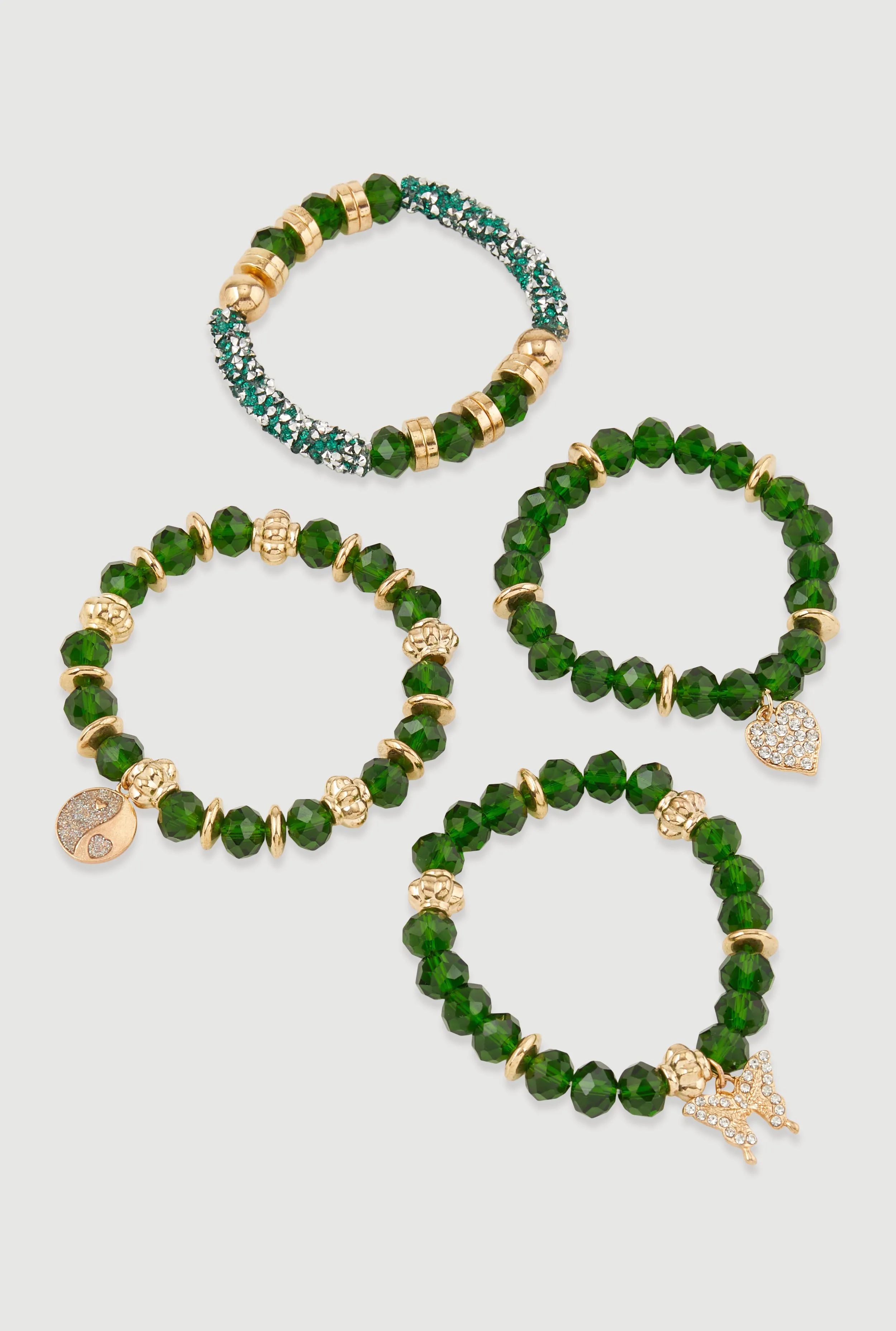 Rhinestone Charm Beaded Stretch Bracelets Set of 4 sold by Rainbow product image thumbnail 3