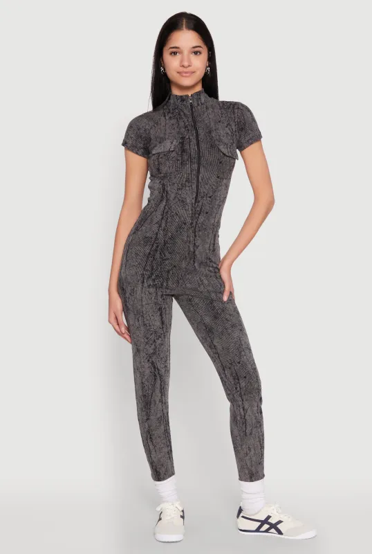 Mineral Wash Half Zip Jumpsuit sold by Rainbow