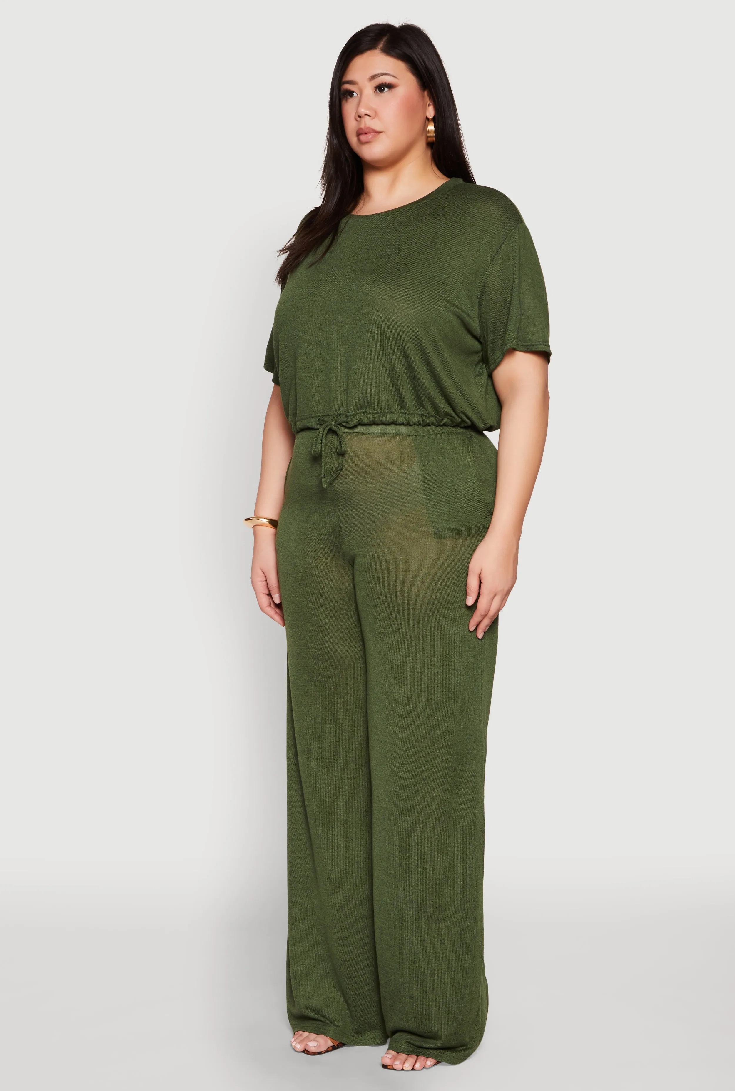 Plus Size Daisy Brushed Knit Drawstring Hem Tee sold by Rainbow product image thumbnail 5