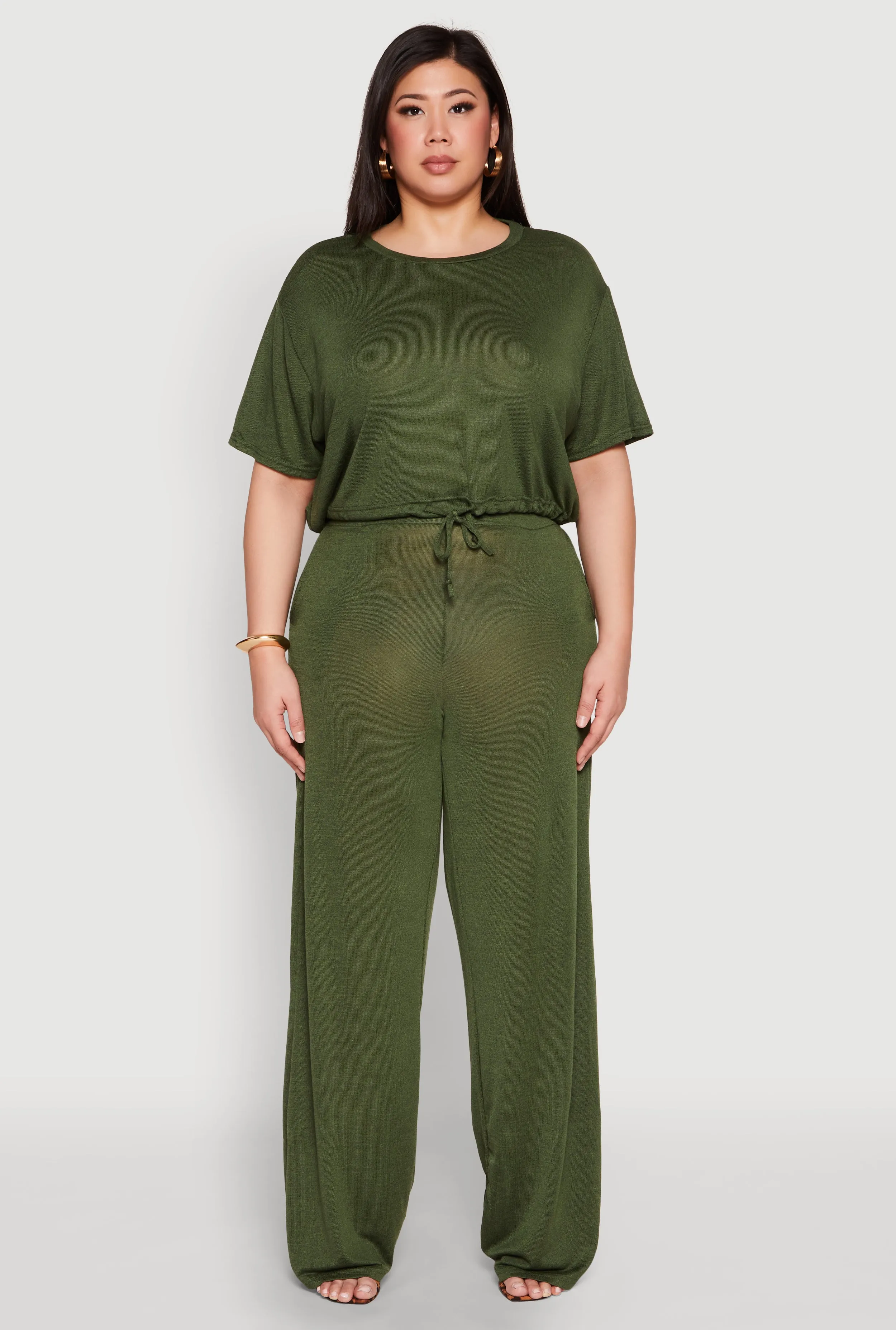 Plus Size Daisy Brushed Knit Drawstring Hem Tee sold by Rainbow product image thumbnail 2