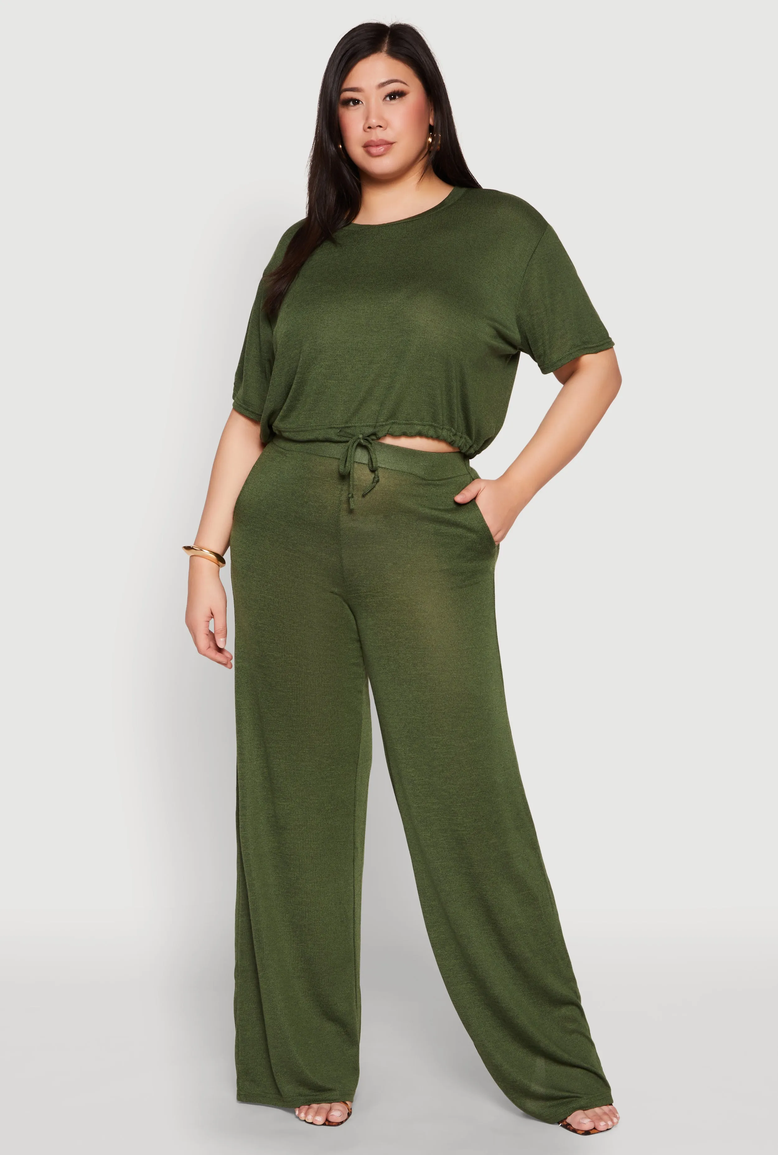 Plus Size Daisy Brushed Knit Drawstring Hem Tee sold by Rainbow product image thumbnail 3