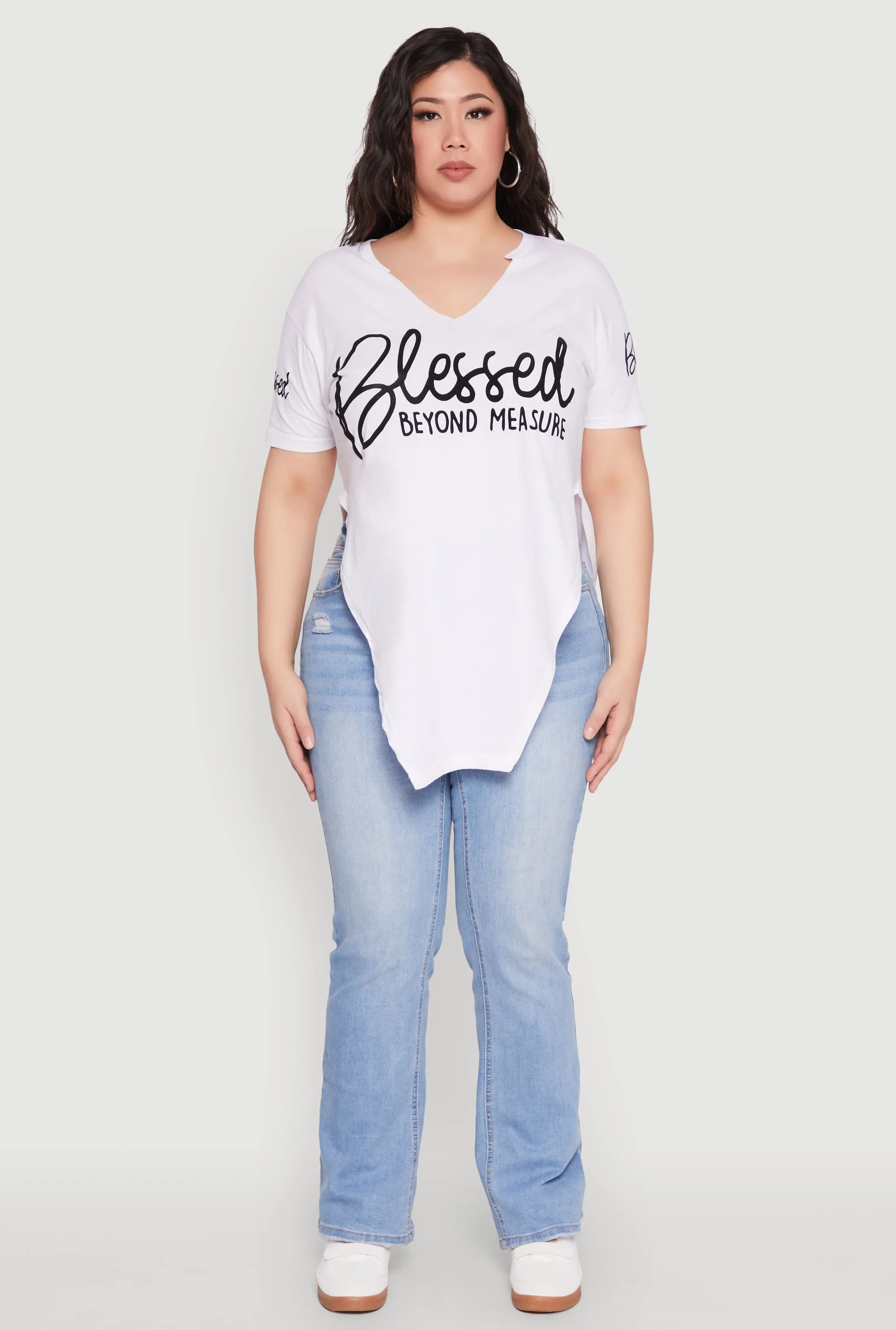 Plus Size Blessed Beyond Measure Graphic Tee sold by Rainbow