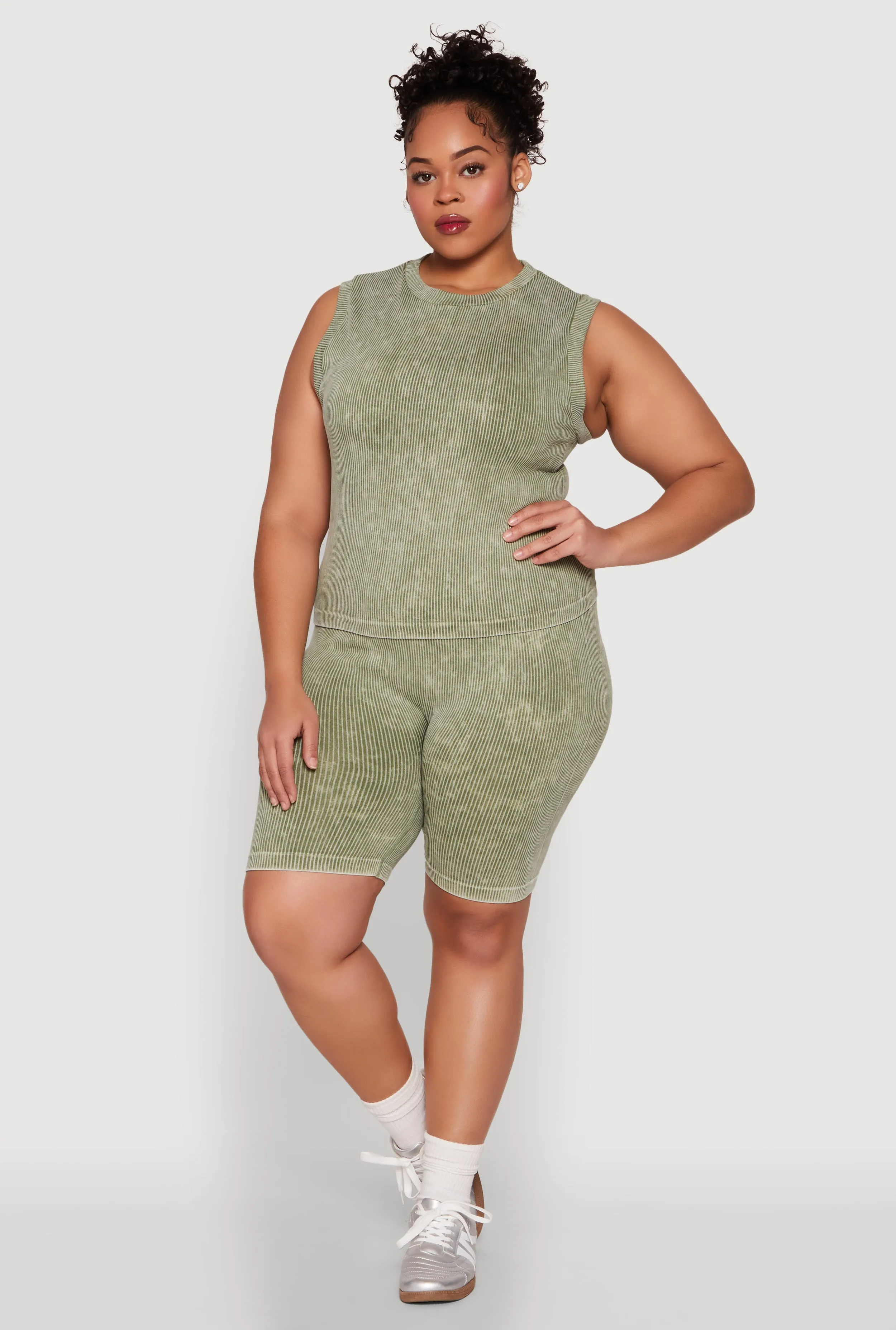 Plus Size Mineral Wash Ribbed Knit Tank Top sold by Rainbow product image thumbnail 3
