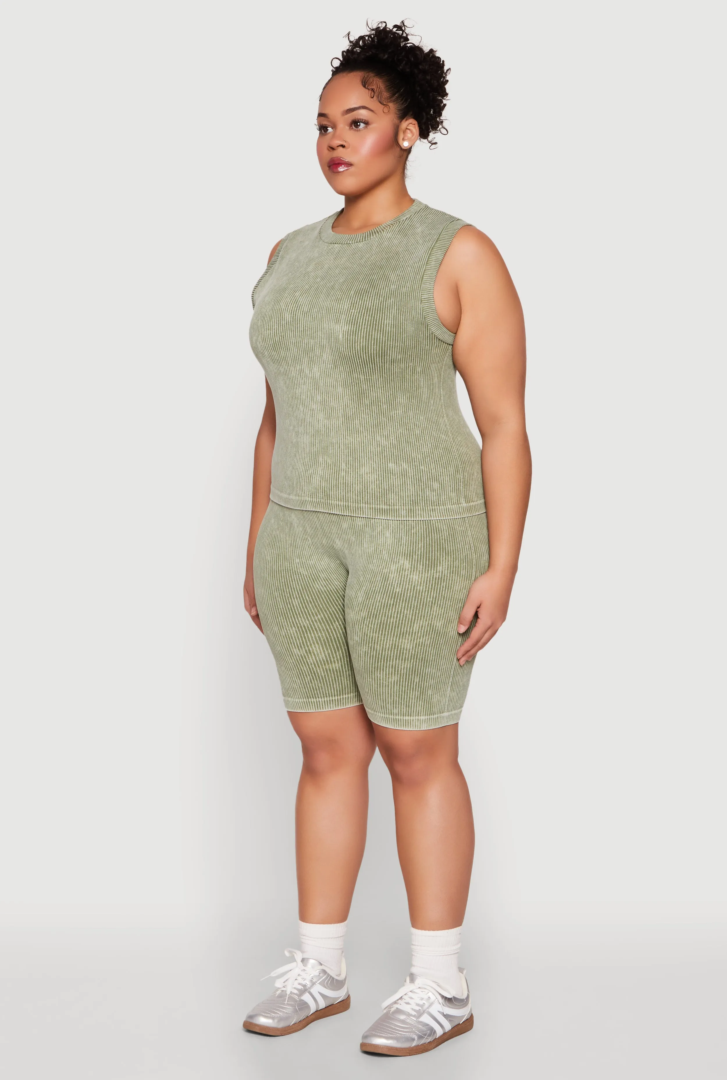 Plus Size Mineral Wash Ribbed Knit Tank Top sold by Rainbow product image thumbnail 5