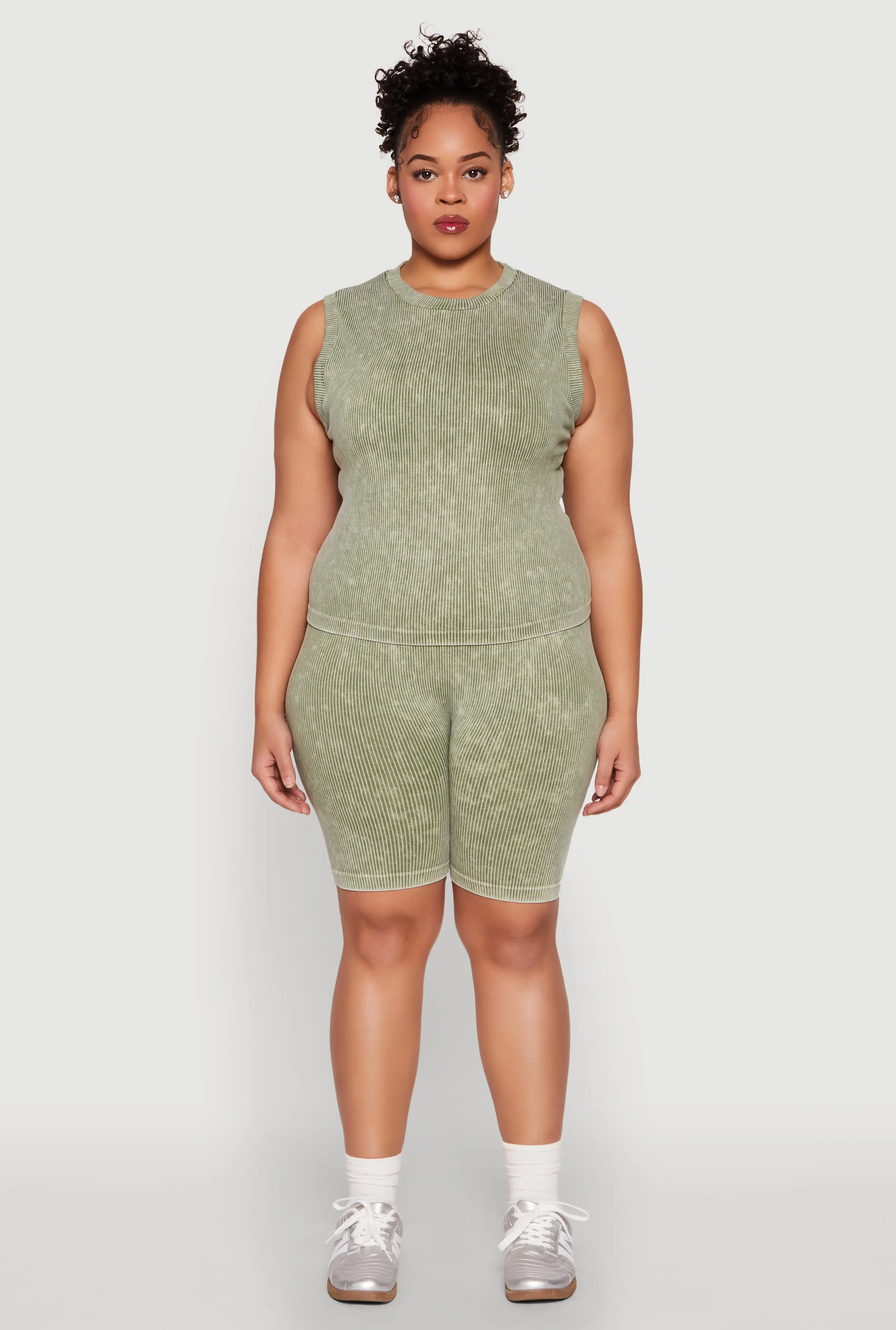 Plus Size Mineral Wash Ribbed Knit Tank Top sold by Rainbow product image thumbnail 2