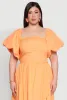 Plus Size Smocked Back Poplin Crop Top sold by Rainbow